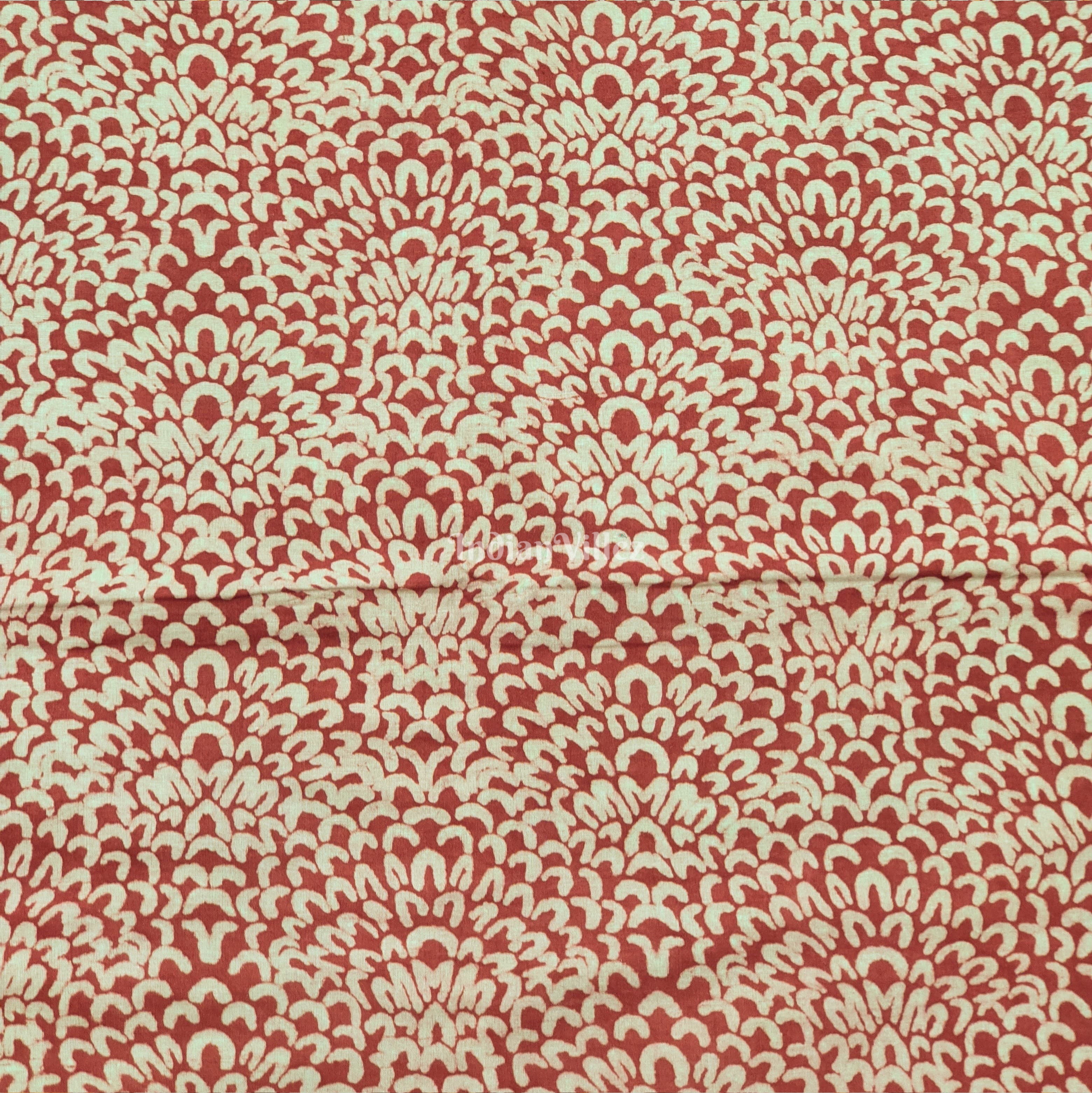 IndianVillèz Maroon Floral Hand Block Printed Cotton Fabric - view 2