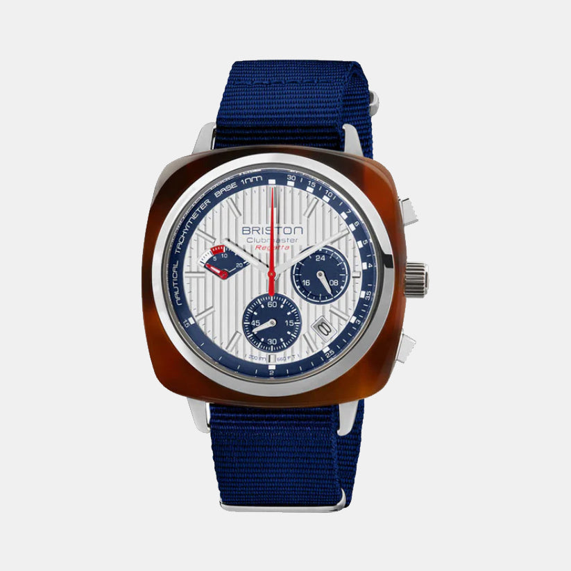 Briston Clubmaster Regatta Men Quartz White Dial Chronograph Nato Watch 241542.SA.T.2.NNB
