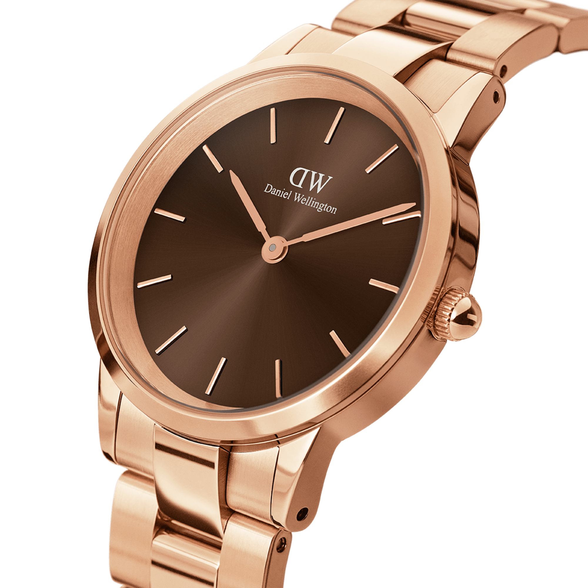 Daniel Wellington Iconic Link Amber Brown & Rose Gold 32mm