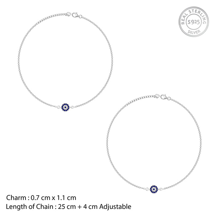 GIVA Jewellery Silver Protective Eye Anklet - view 4