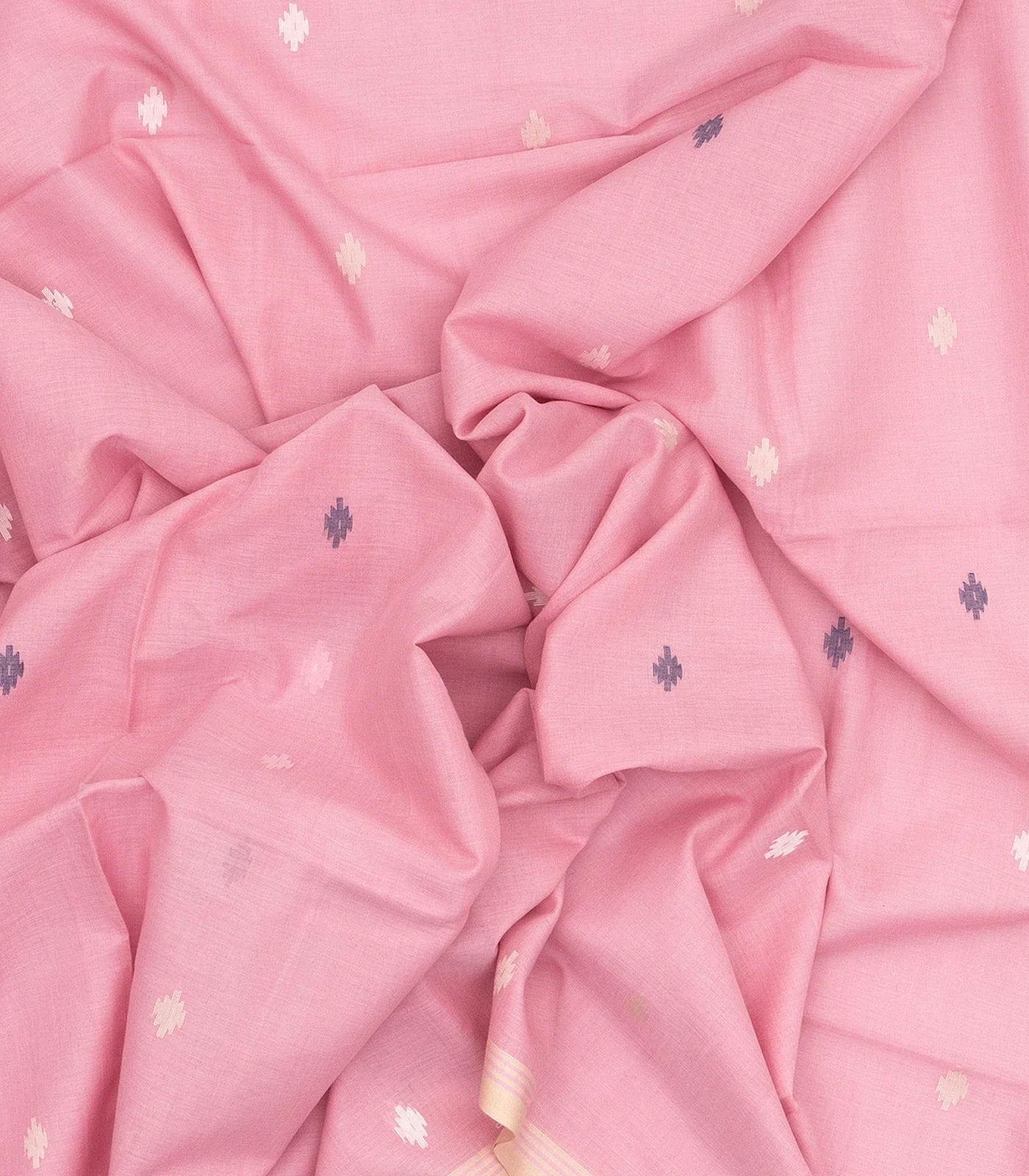 RmKV Baby Pink Handloom Bengal Cotton Saree With Buttas - view 3