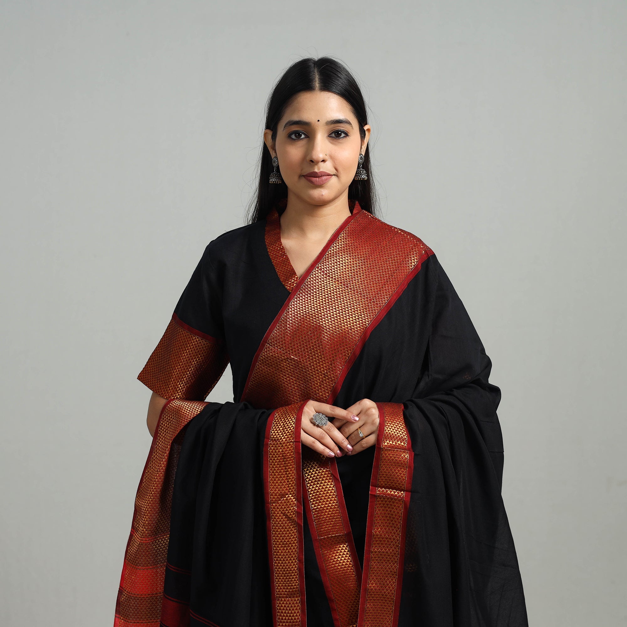ITOKRI CASUALS Black - Cotton Dharwad Kurta Set with Palazzo & Dupatta 17 - view 3