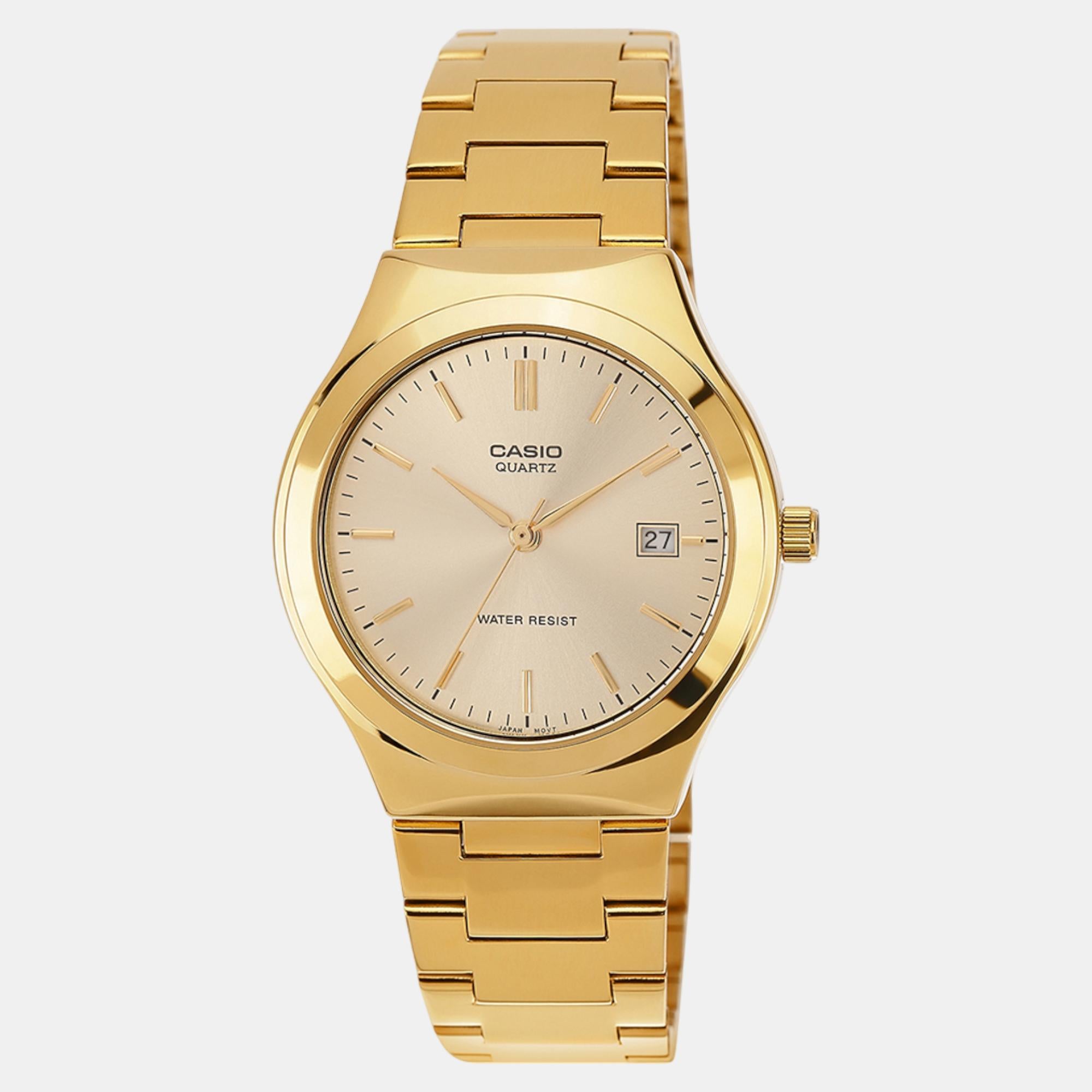 Casio Enticer Men Quartz Gold Dial Analog Stainless Steel Watch A2299