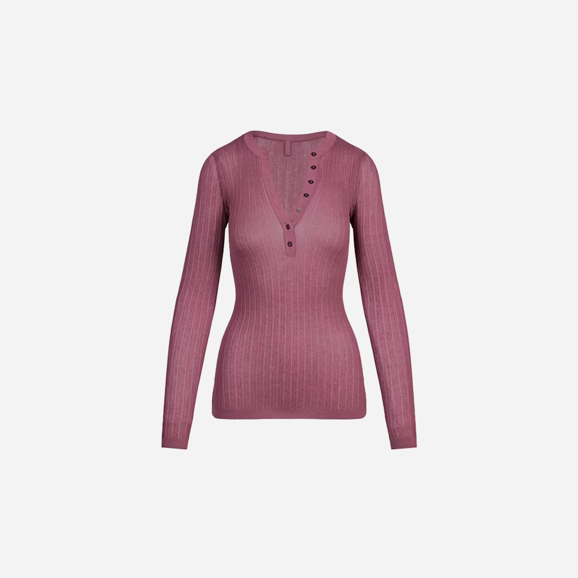 SKIMS Sheer Knit Long Sleeve Henley Beet
