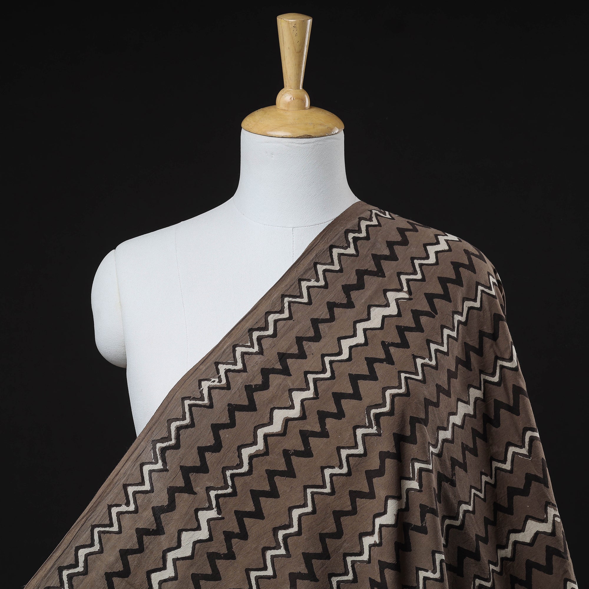 HAVELI CHRONICLES Brown - Pipad Block Printed Cotton Fabric