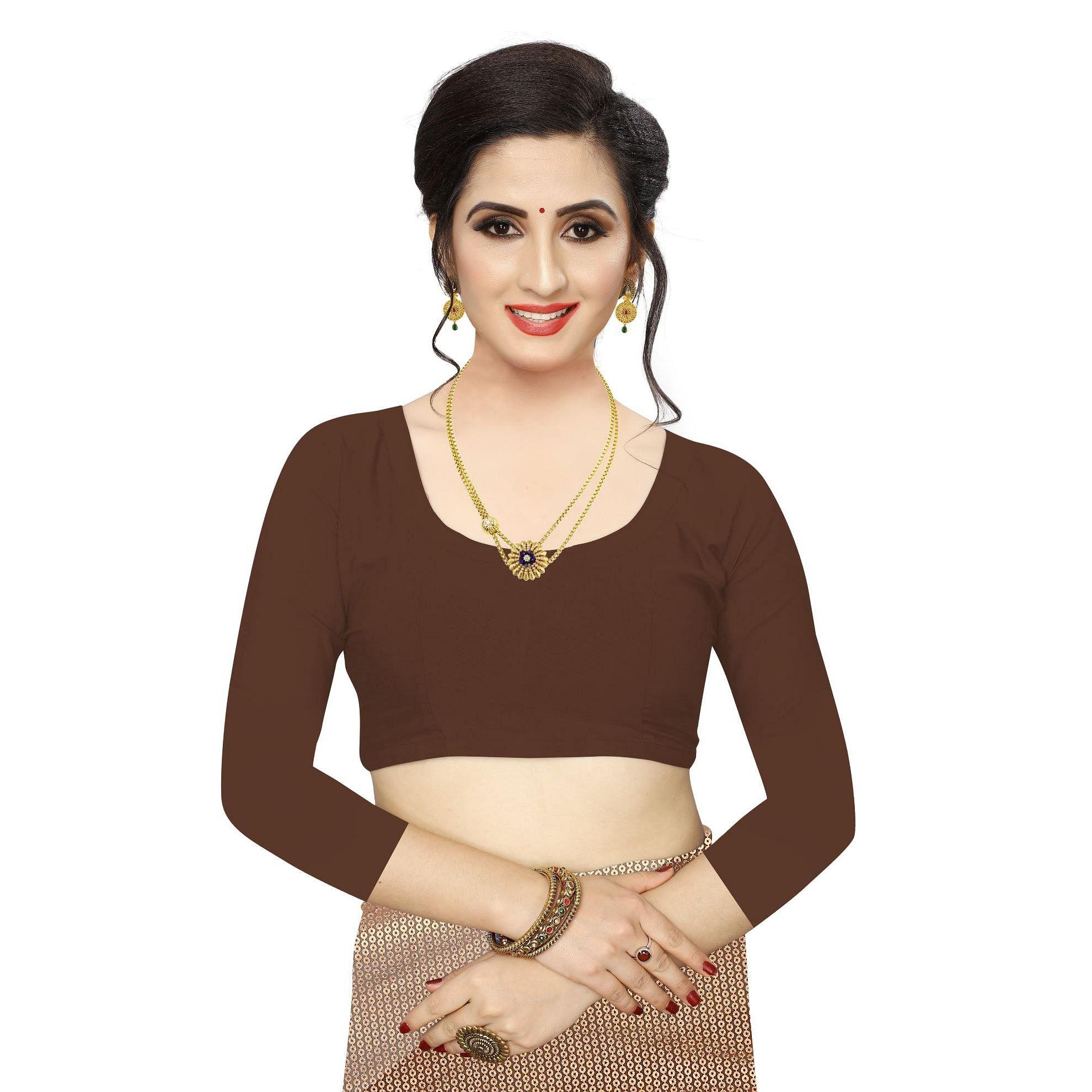 Peachmode Gleaming Brown Colored Casual Wear Printed Art Silk Saree