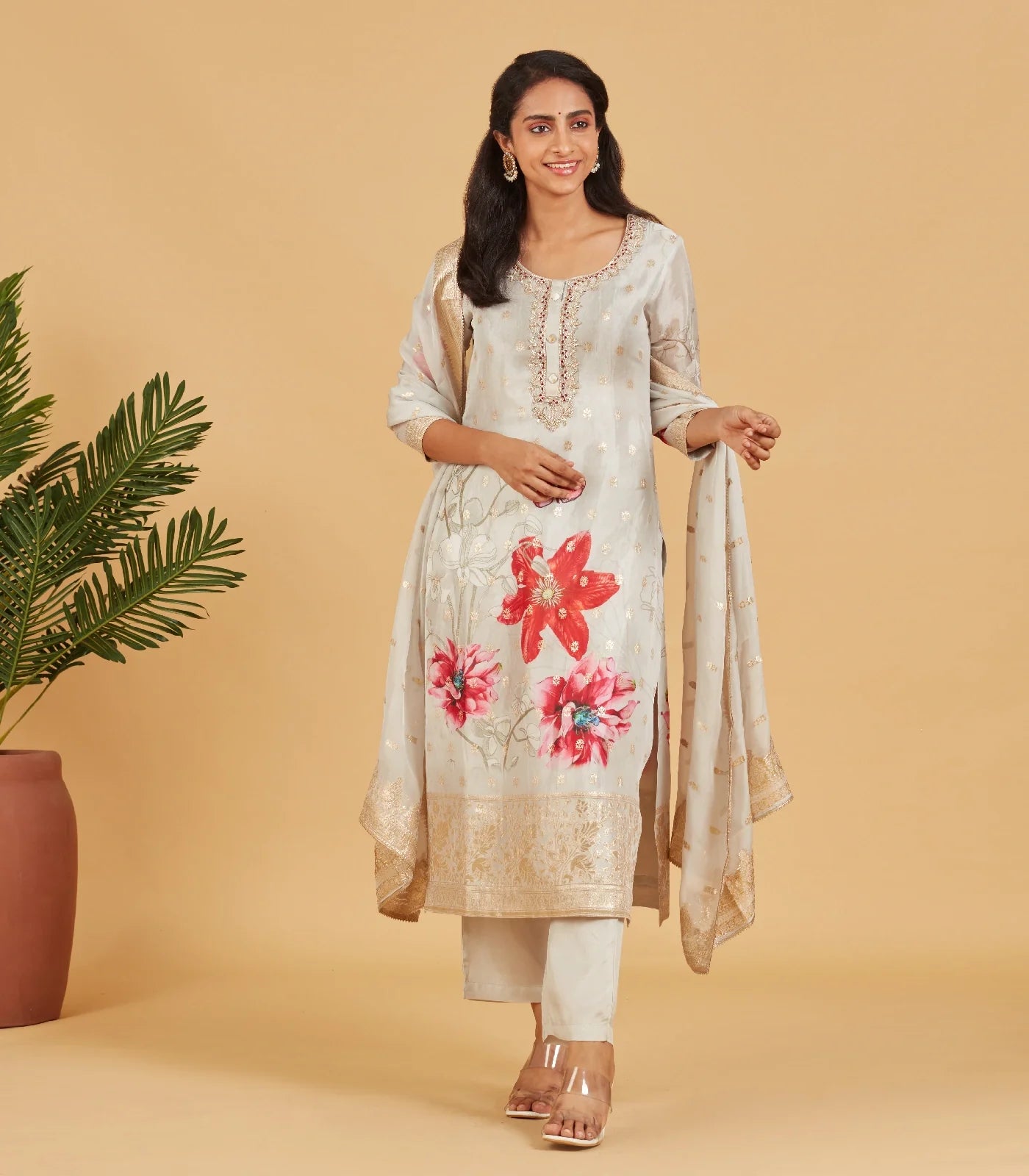 RmKV Ivory Grey Festive Kurta Set - view 6