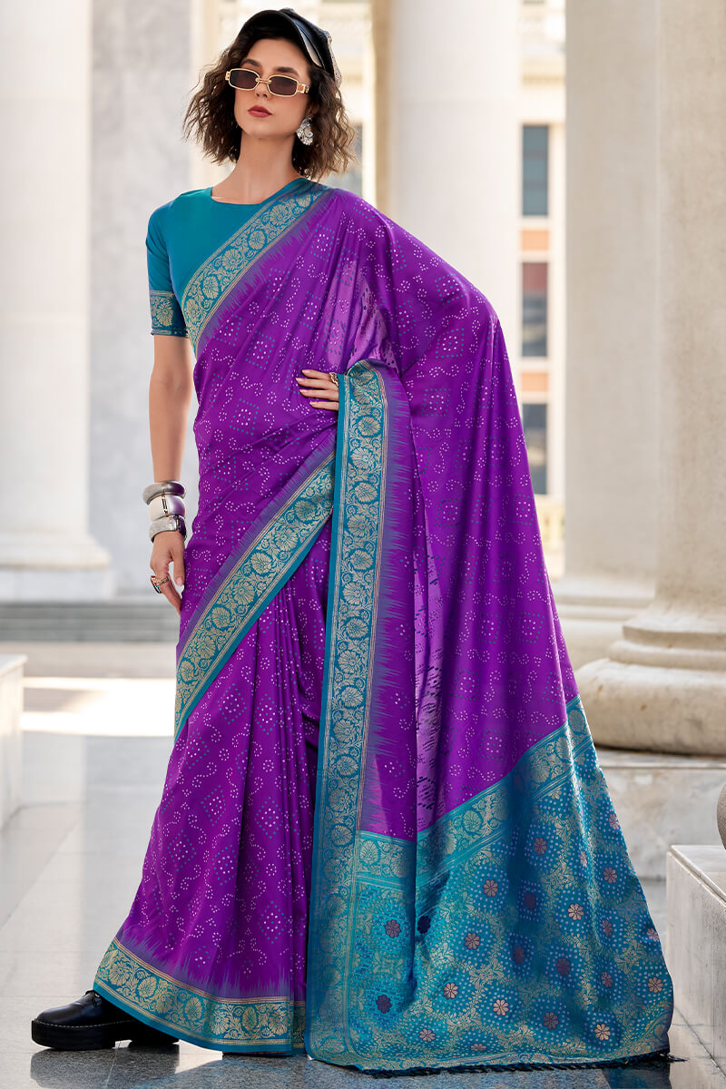 Rajpath Gleaming Purple Soft Banarasi Silk Saree With Dulcet Blouse Piece - view 3