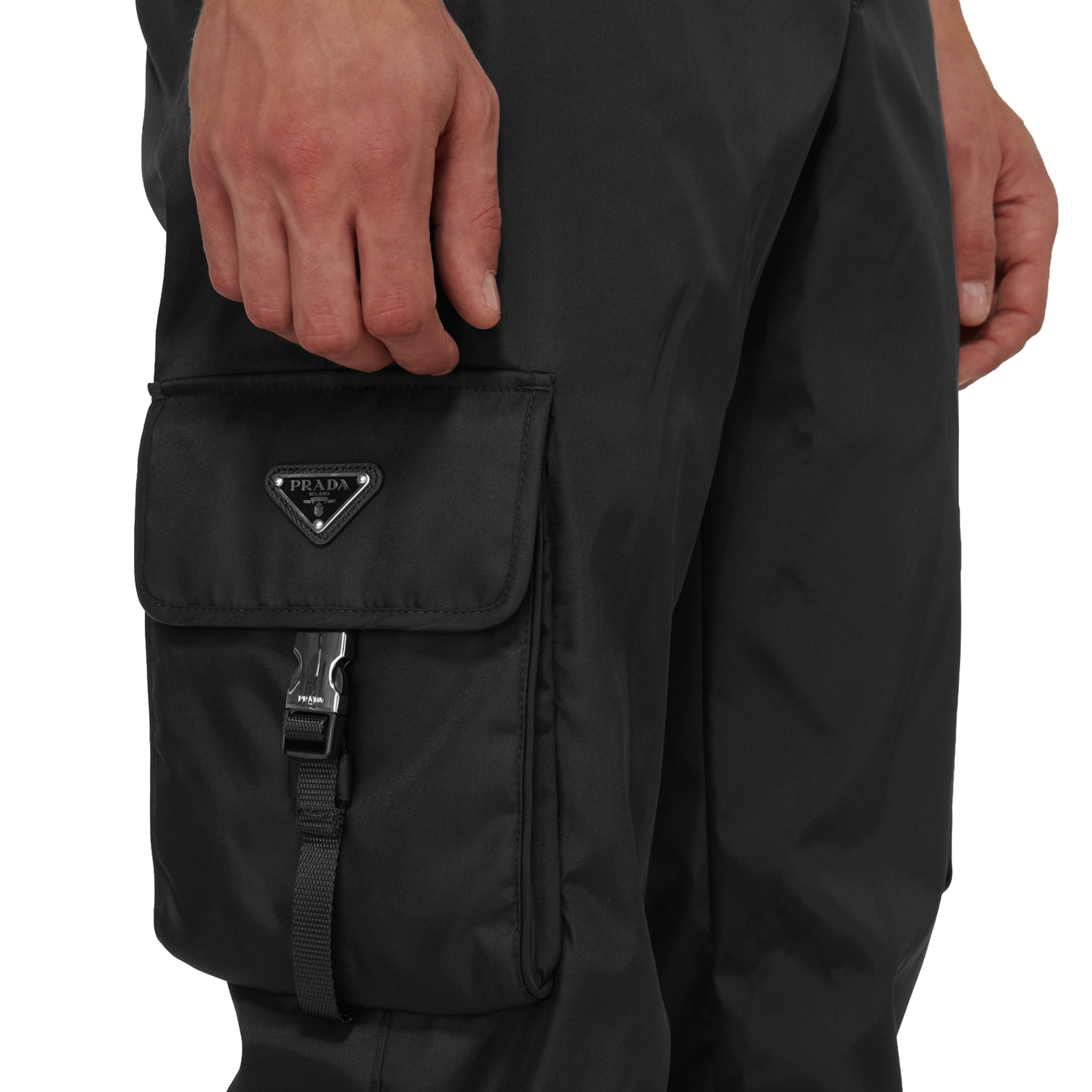 Prada Re Nylon Cuffed Black Cargo Pants - view 2