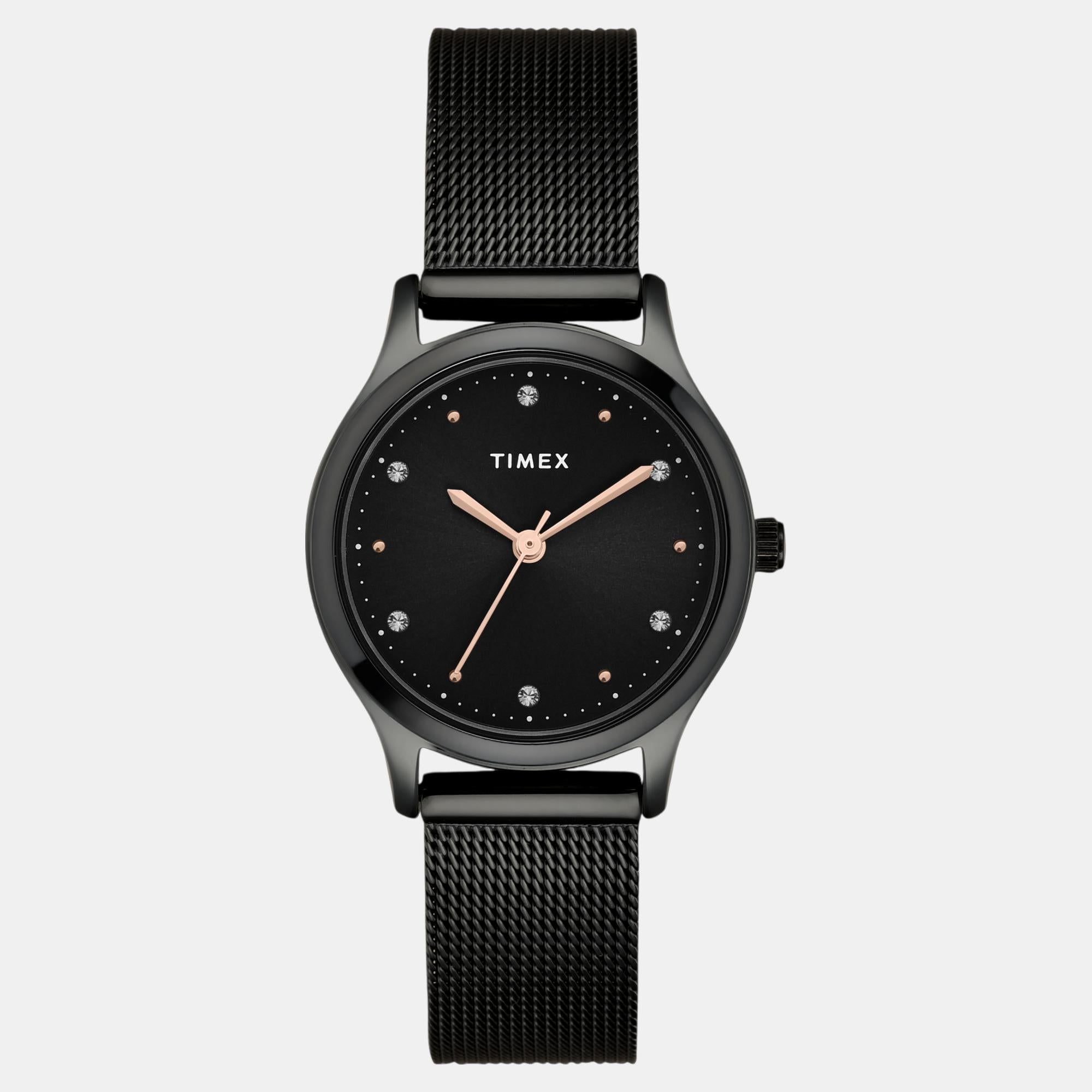 Timex Fashion Women Quartz Black Dial Analog Stainless Steel Watch TW0TL8716