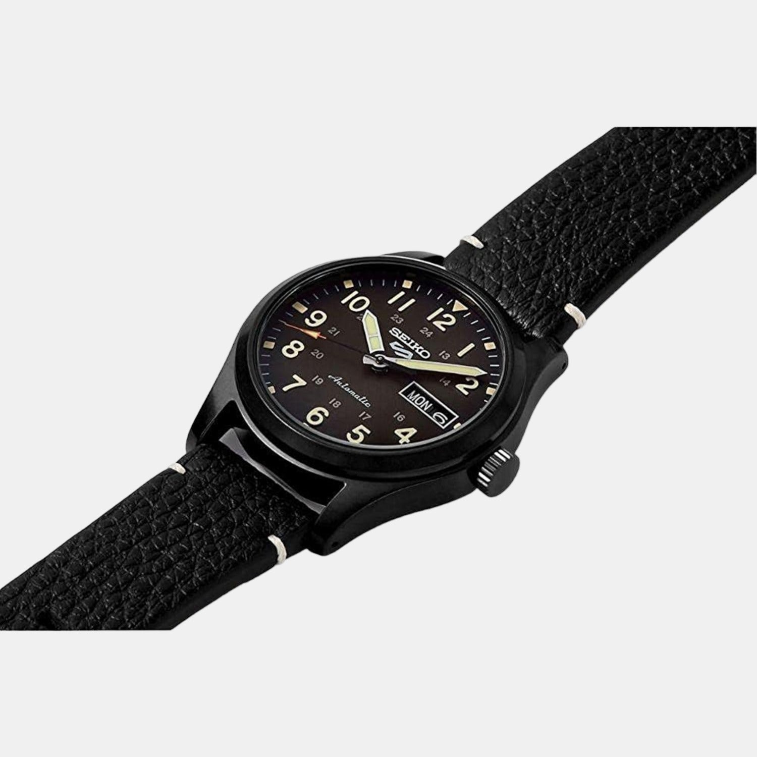 Seiko 5 Sports Men Automatic Black Dial Analog Leather Watch SRPG41K1 - view 2