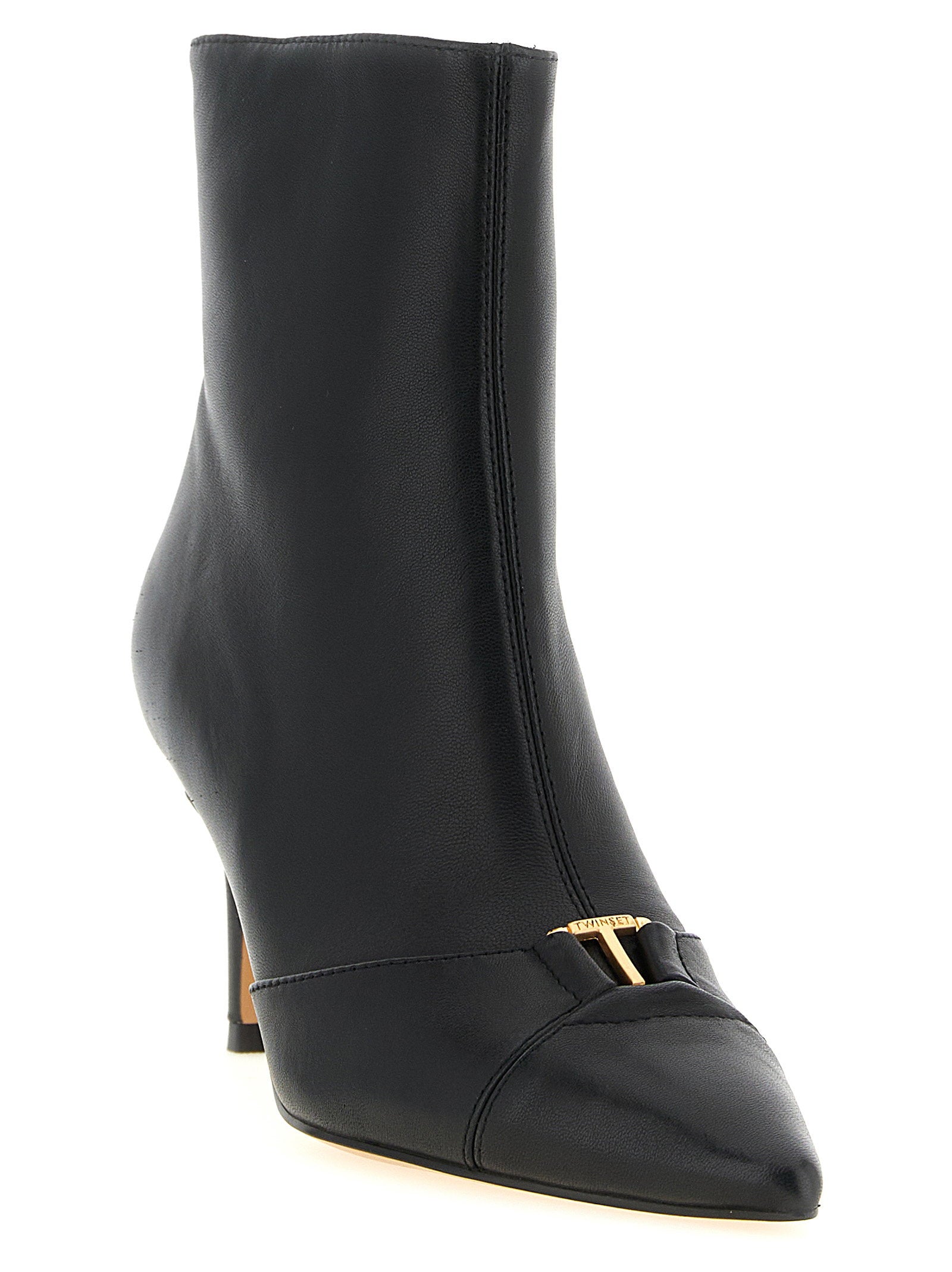 Twin Set Logo Ankle Boots – 100% leather - view 2