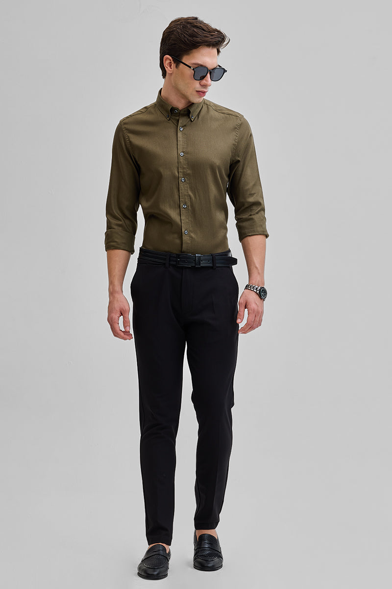 SNITCH Olive Solid Oxford Shirt - view 3