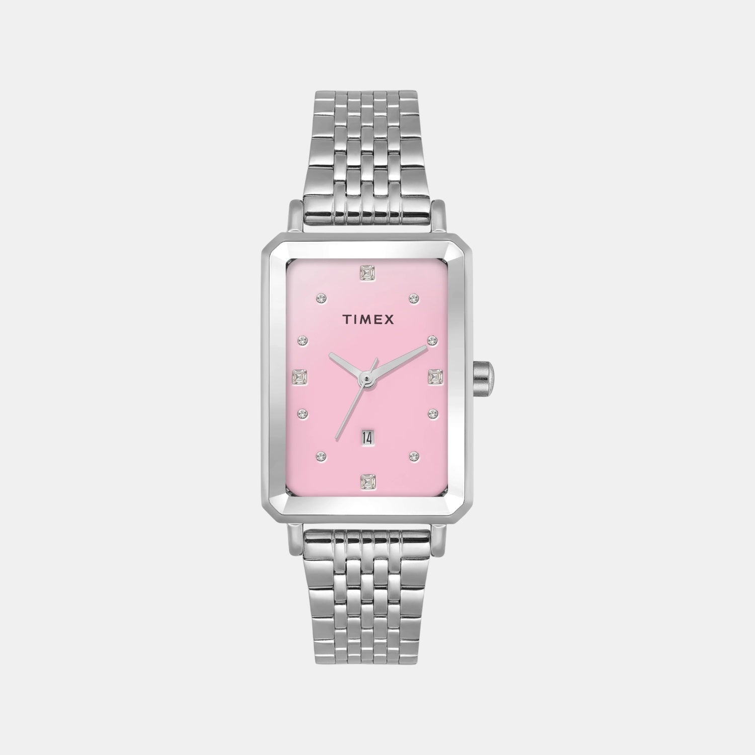 Timex Fashion Women Quartz Pink Dial Analog Stainless Steel Watch TWEL20801