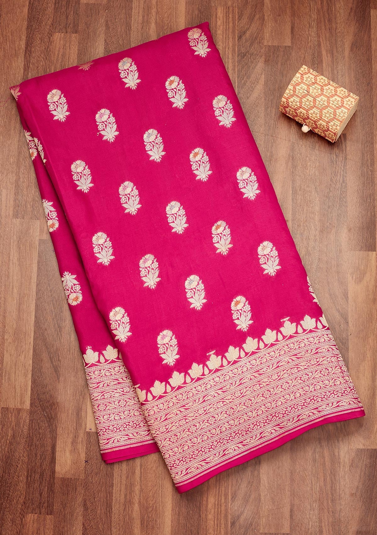Koskii Rani Pink Zariwork Pure Silk Saree – Women's