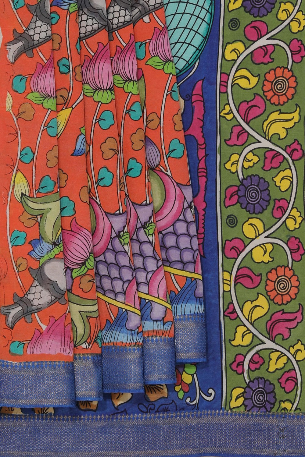 Kalanjali Kalamkari Hand-Painted Silk Saree – Women's