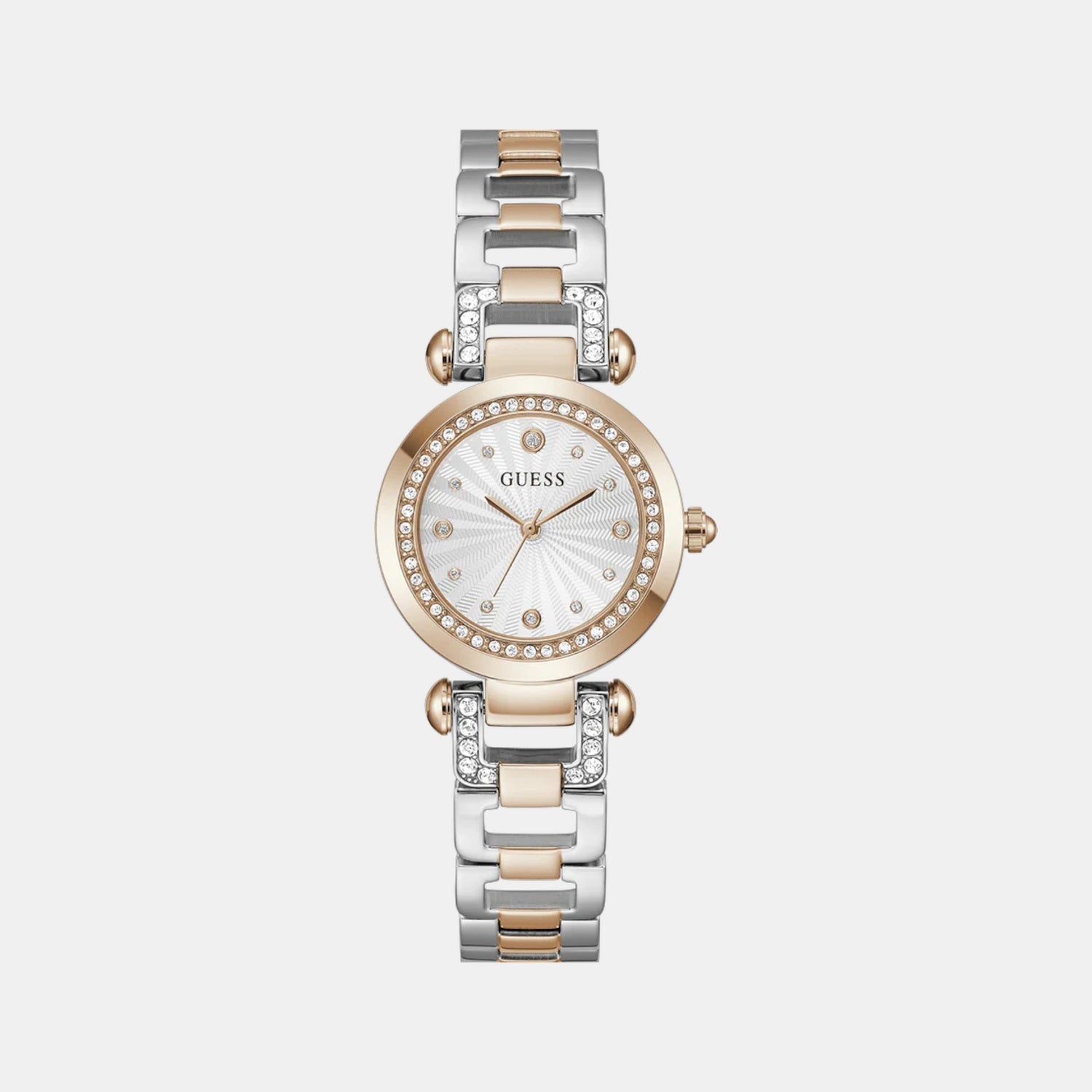 Guess Bejeweled Women Quartz Silver Dial Analog Stainless Steel Watch GW0869L2