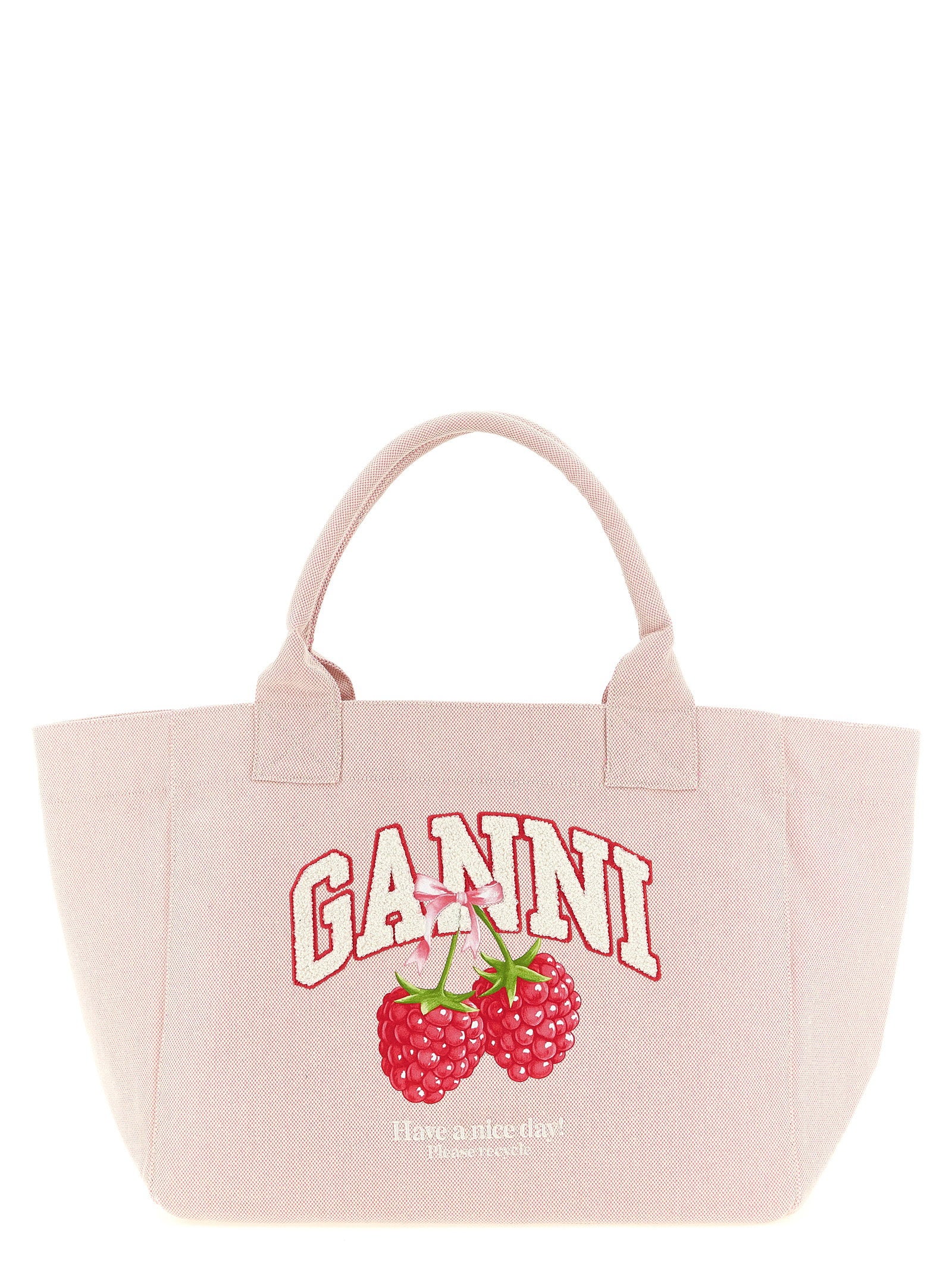Ganni Medium Raspberry Shopping Bag – 100% recycled polyester