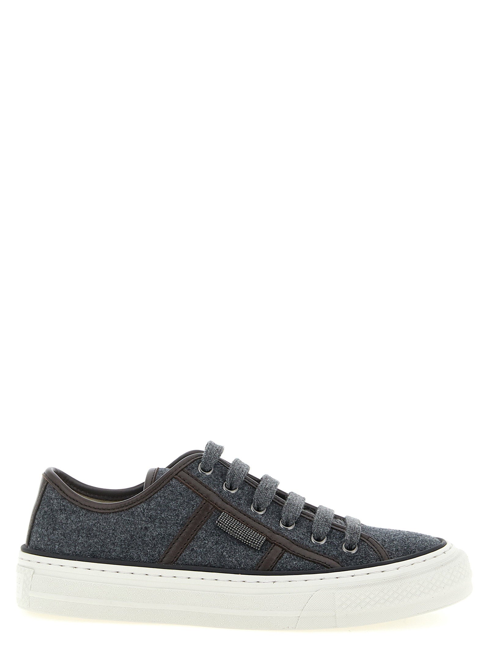 Brunello Cucinelli Shiny Tab Sneakers – 100% virgin wool