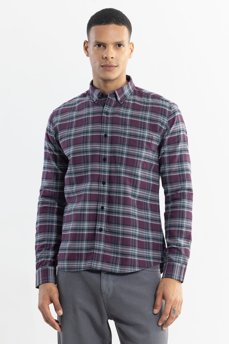 SNITCH Tartan Twist Purple Checks Shirt - view 6