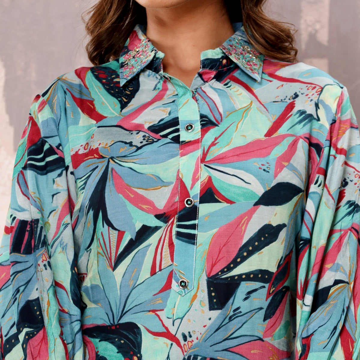 Peachmode Multicolor Floral Printed Muslin Co Ord Set - view 3