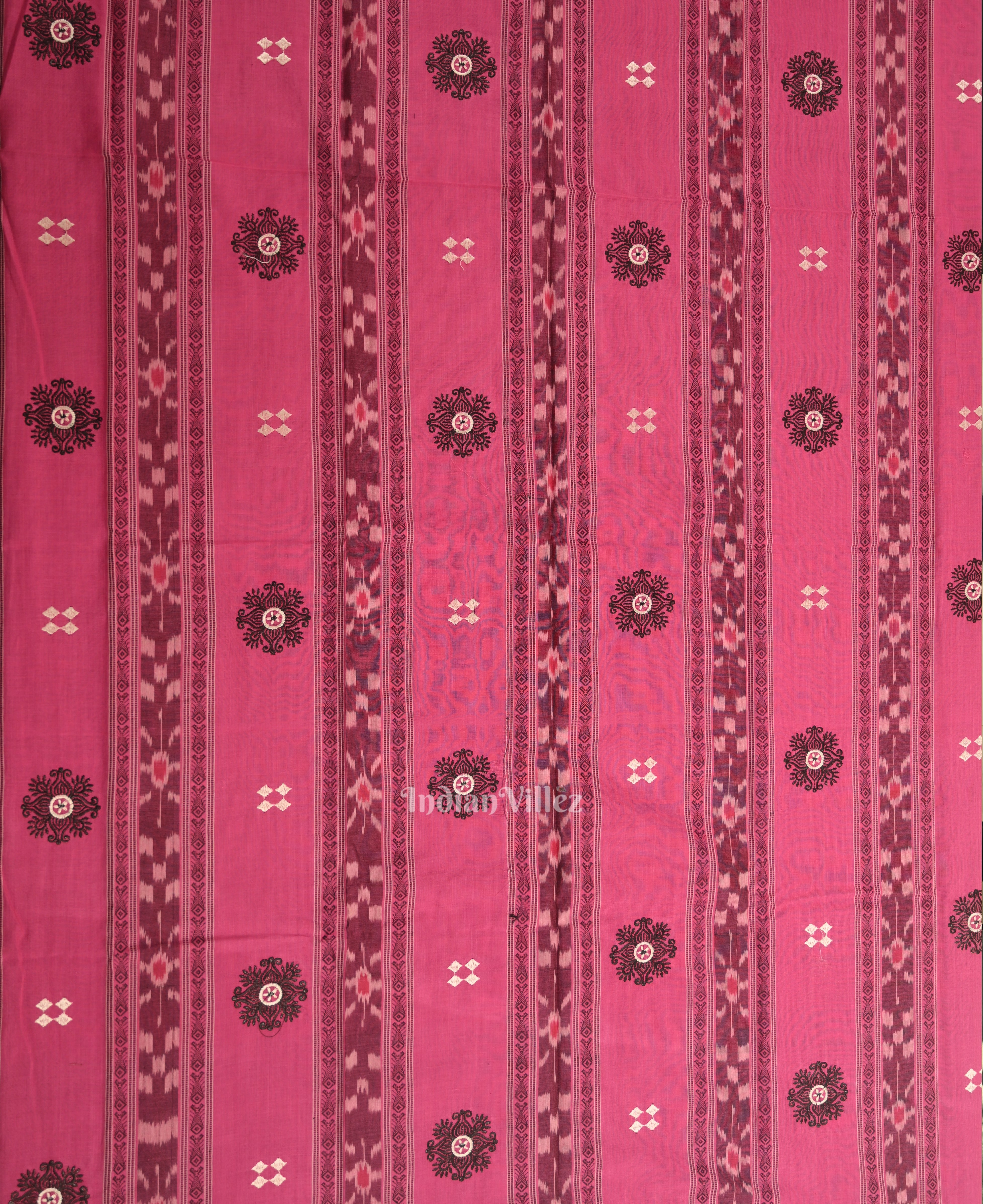 IndianVillèz Baby Pink Black Flower Buti Odisha Ikat Sambalpuri Dress Material & Dupatta - view 2
