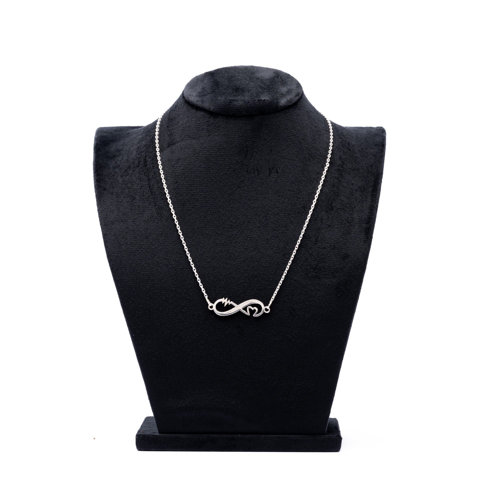 Prinjal Jewellers Silver Name Chain with Infinity and Heart Pendant for Couples