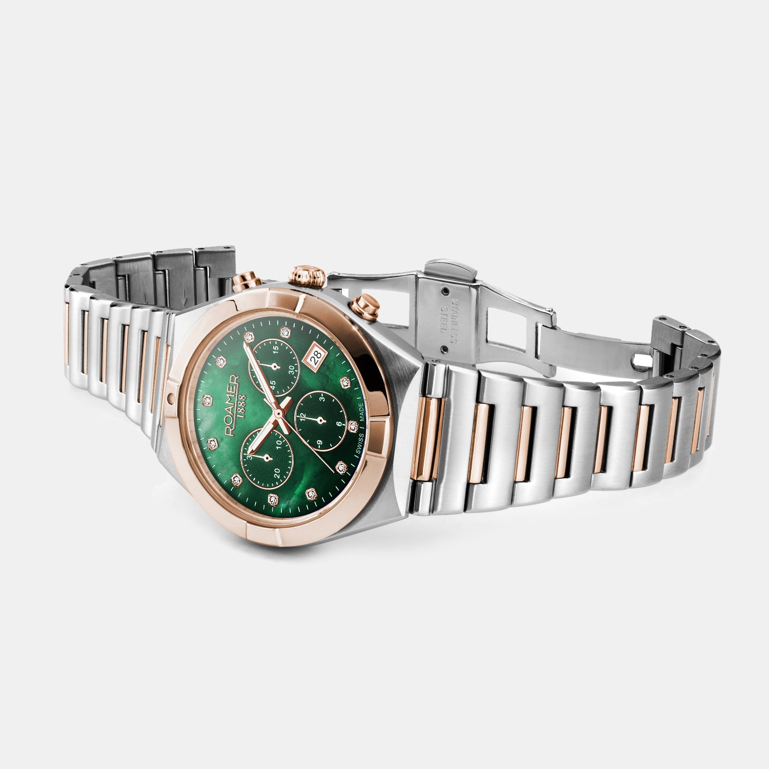 Roamer Eos Women Quartz Green Mother Of Pearl Dial Chronograph Stainless Steel Watch 987837 49 70 20 - view 2
