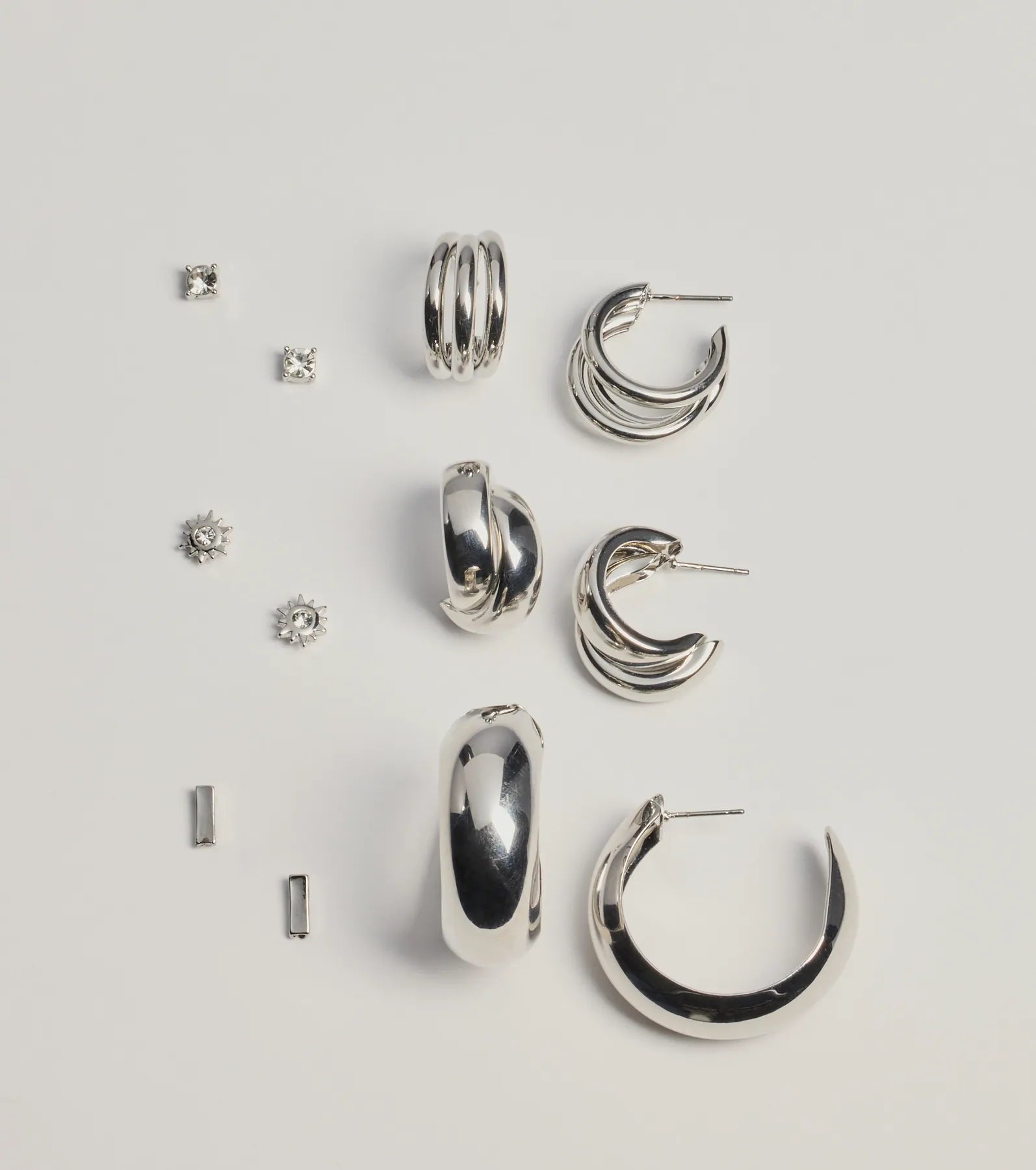 Windsor Six-Pack Rhinestone Studs And Hoop Earrings Set