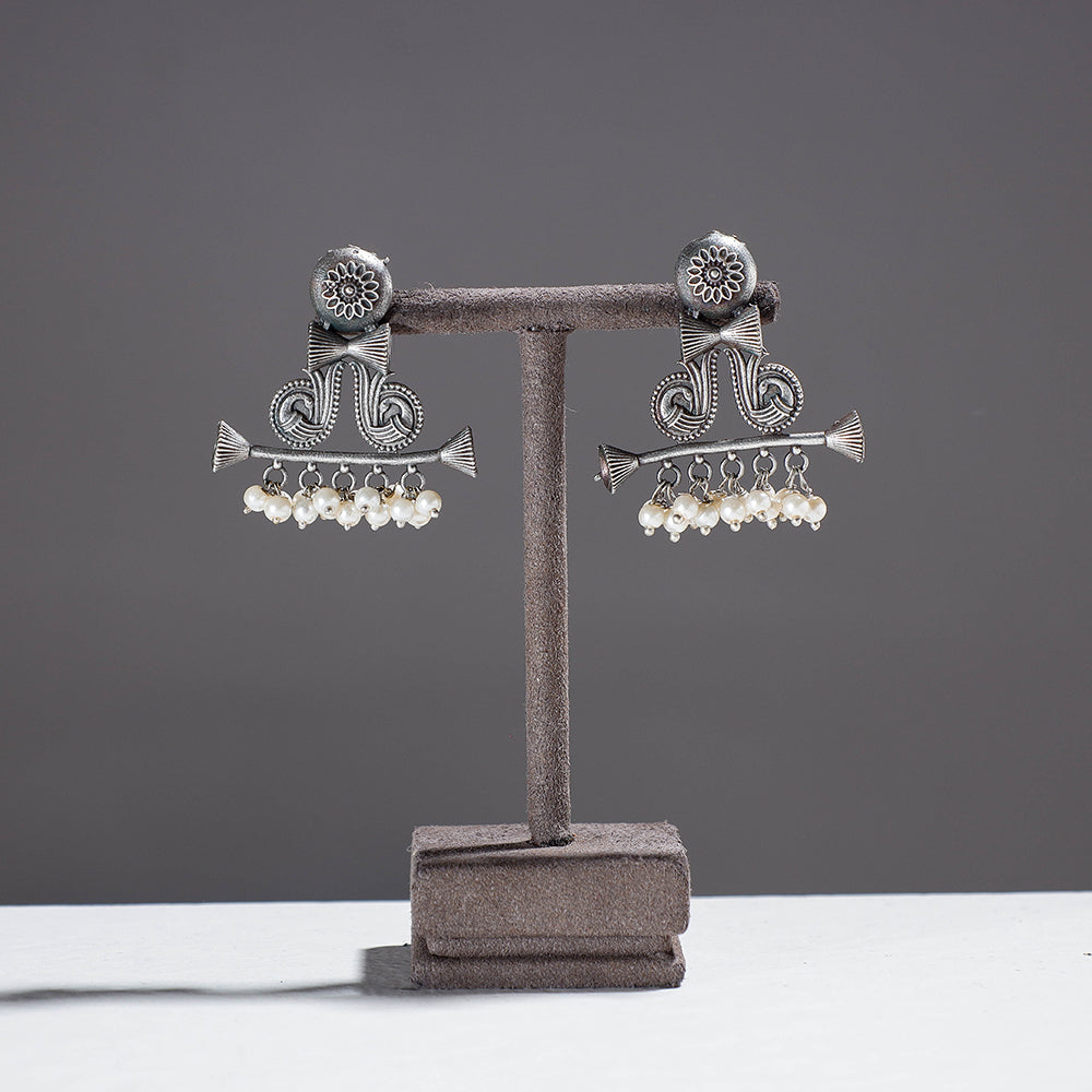 WHITE RIVER STORIES Antique Finish Oxidised German Silver Stud Earrings