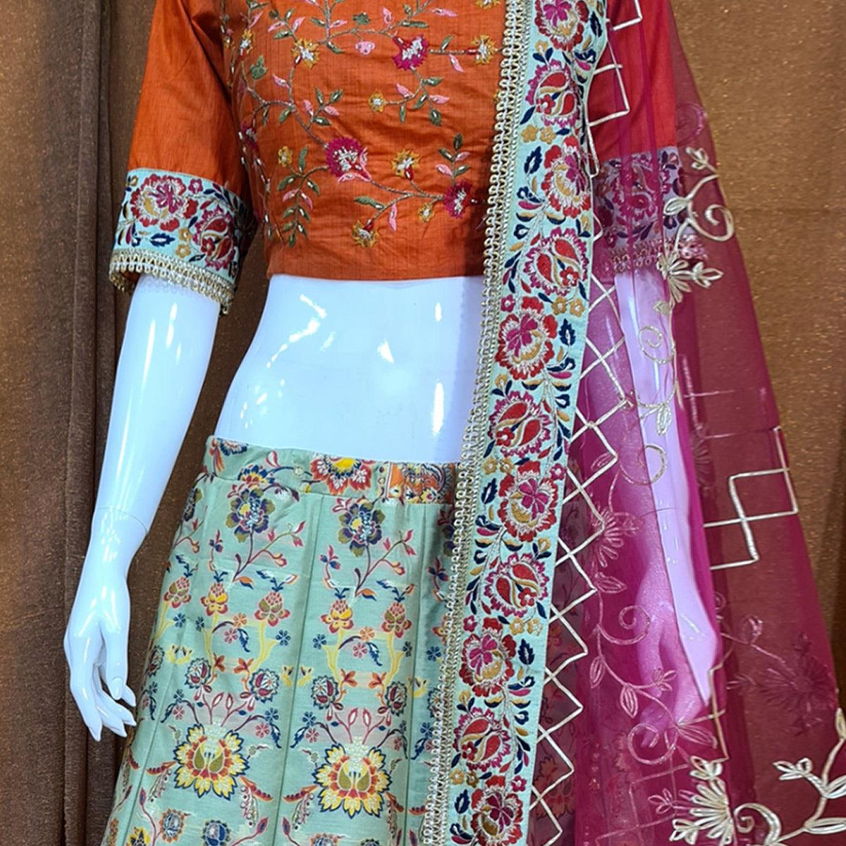 BlackTree green-festive-wear-woven-silk-lehenga-choli-124192 - view 2