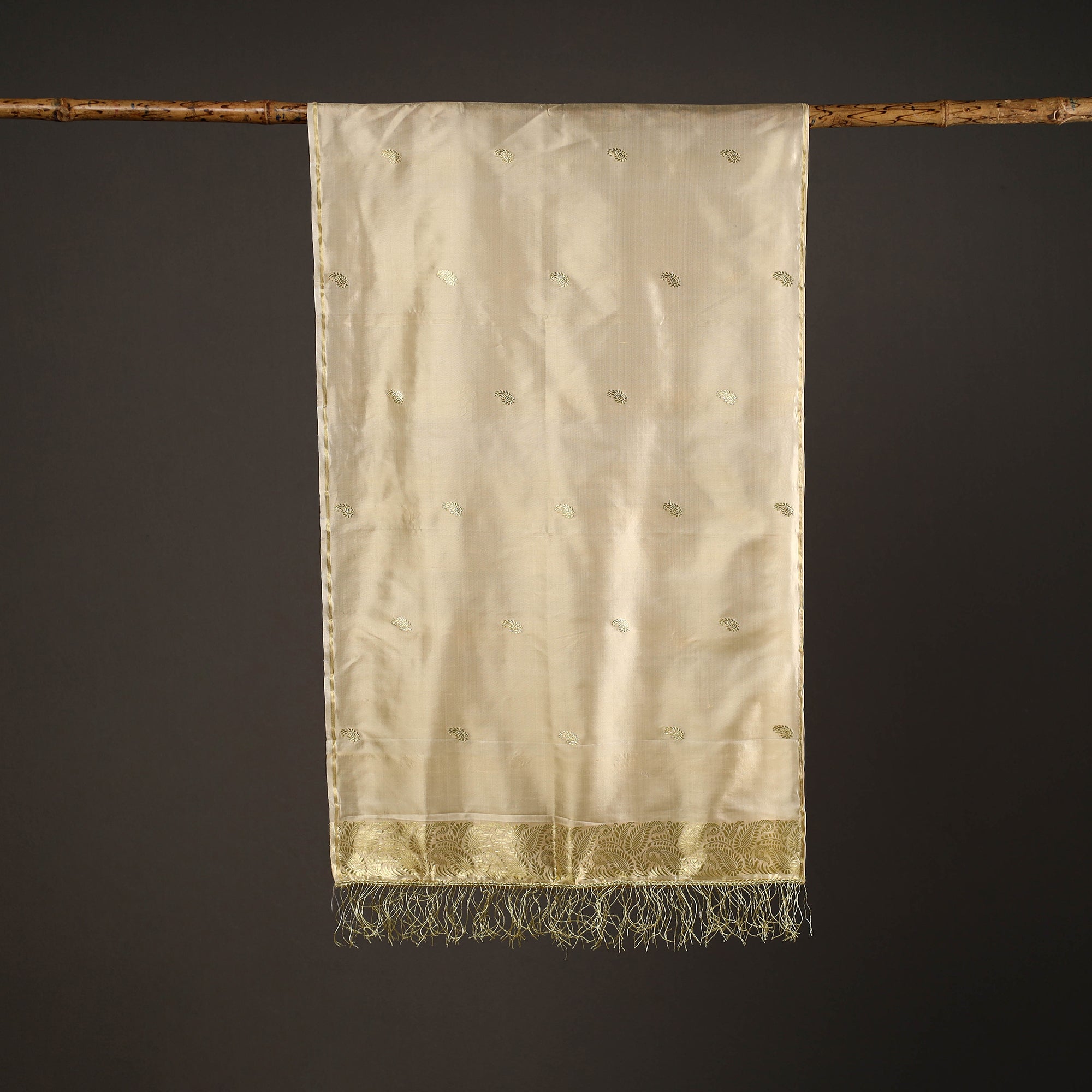 ITOKRI CRAFTS INITIATIVE Beige - Brocade Handloom Pure Silk Banarasi Stole 08 - view 2