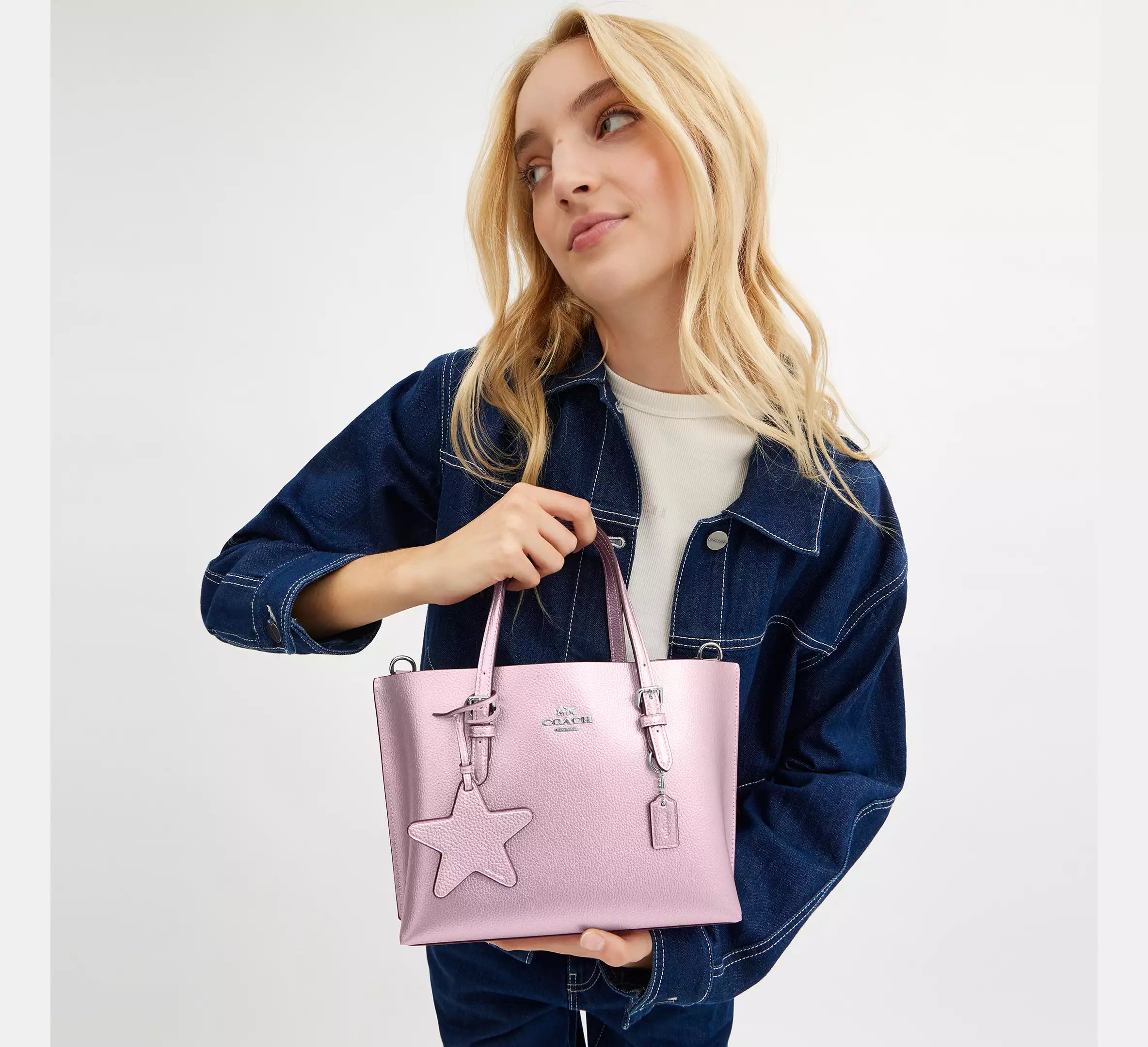 HYPE ELIXIR Coach Mollie Tote Bag 25 Silver/Mettalic Pink - view 4