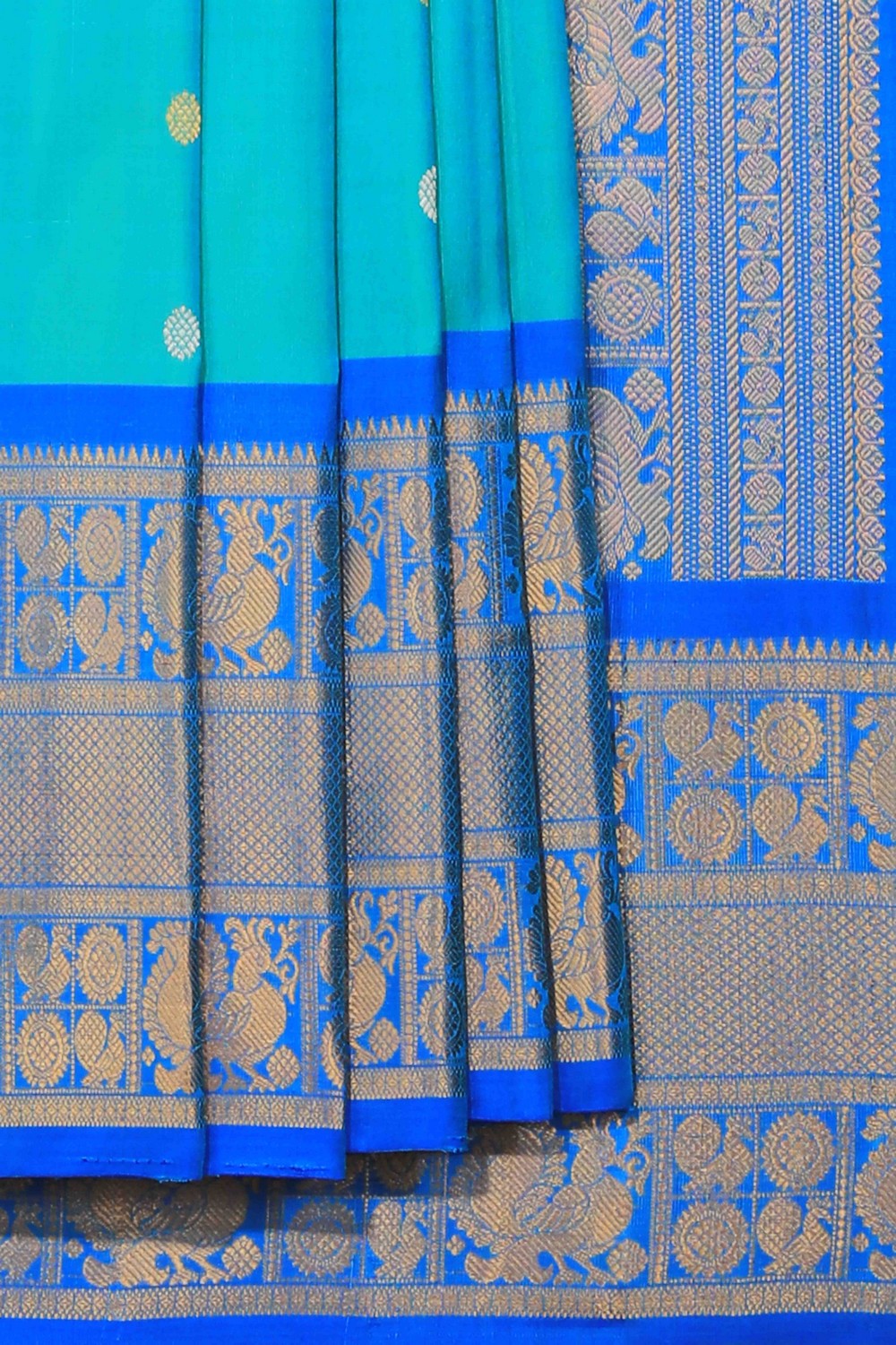Kalanjali Gadwal Silk Sea Green Saree – Women's