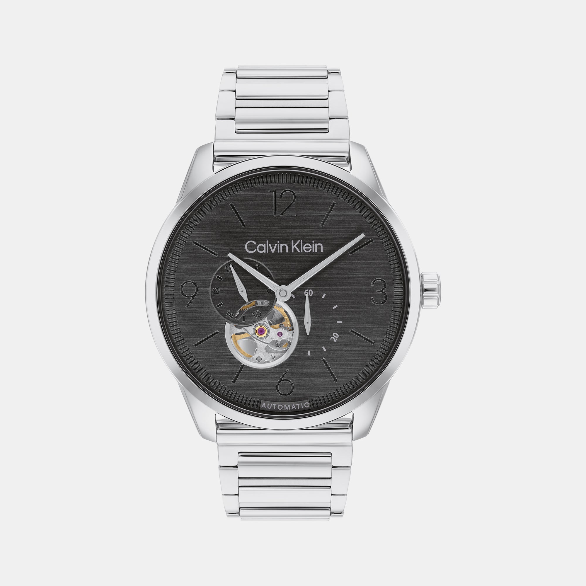 Calvin Klein Ck Esteem Men Automatic Grey Dial Multi-Function Stainless Steel Watch 25200387