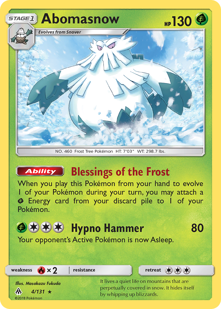 Rare sm6-4 non-holo – Pokémon Abomasnow - 4/131 - Rare [sm6-4] [Non-Holo] - Abomasnow - 4/131 - Rare