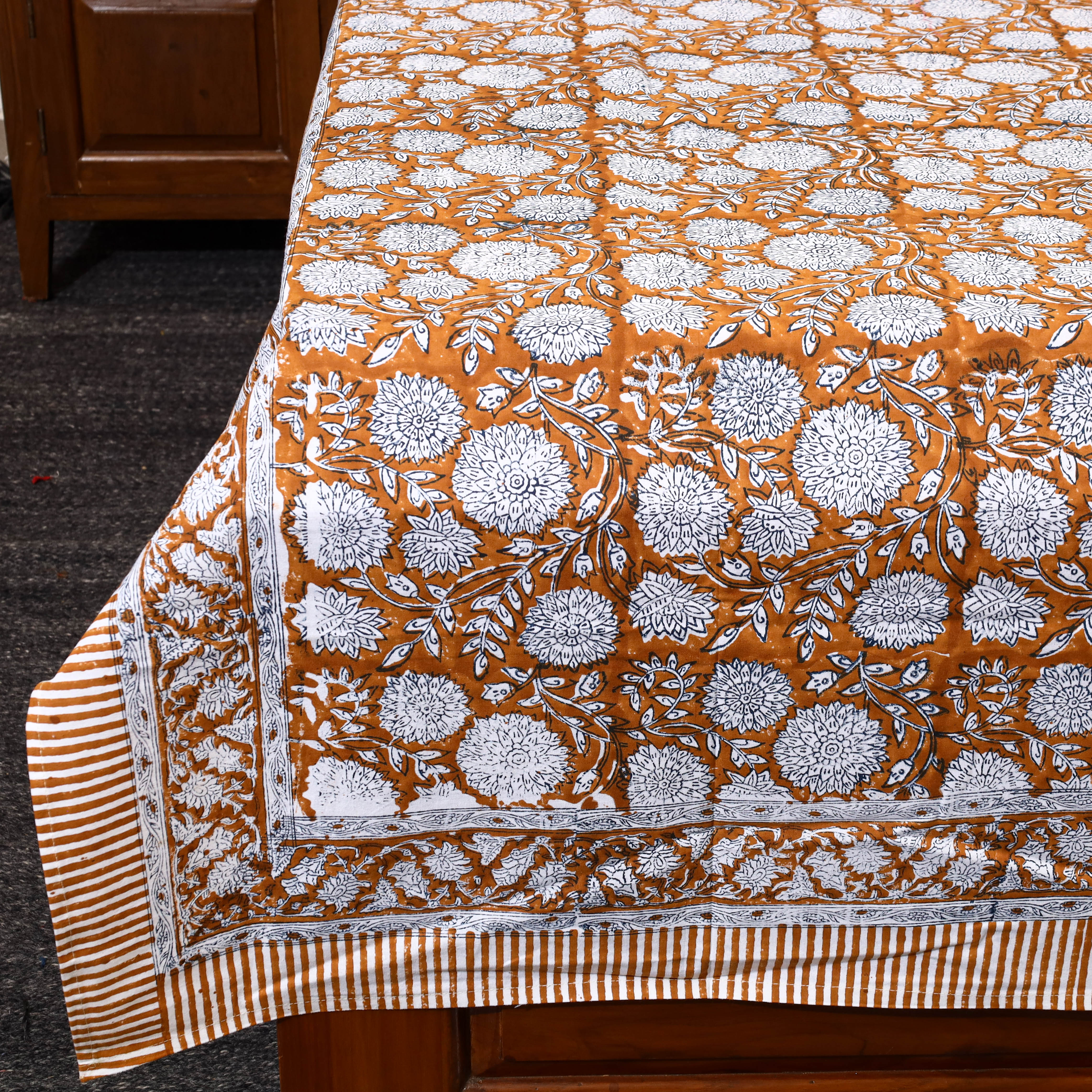HAVELI CHRONICLES Brown - Block Print Cotton Single Sanganeri Bed Sheet 13 - view 2