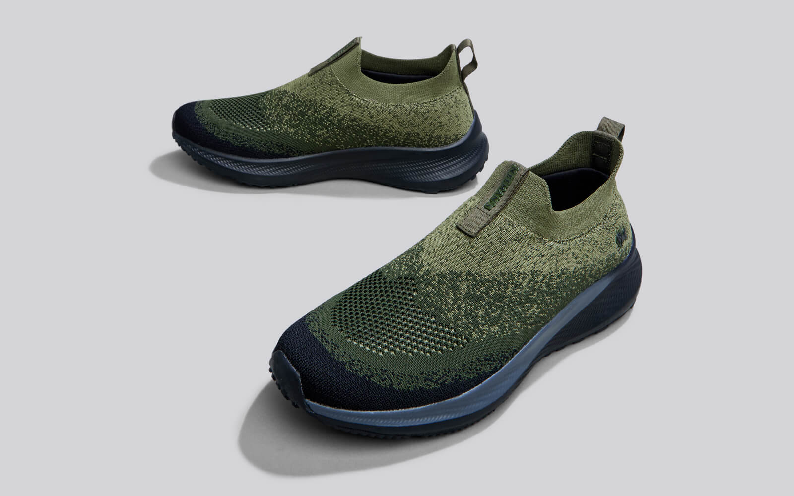 Neeman's Blend Knit Slip Ons : Olive-Black - view 11