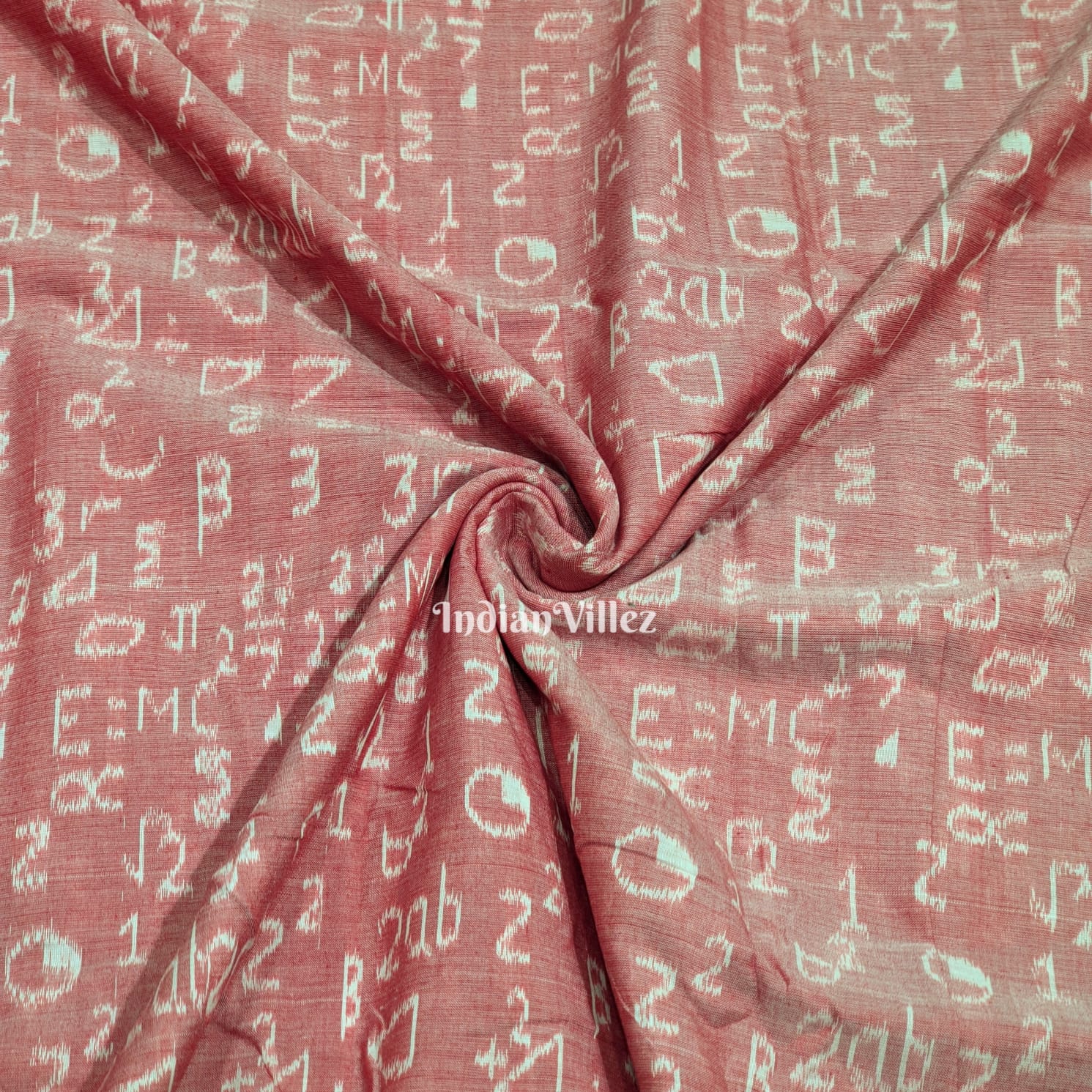 IndianVillèz Peach Color Odisha Ikat Sambalpuri Cotton Fabric