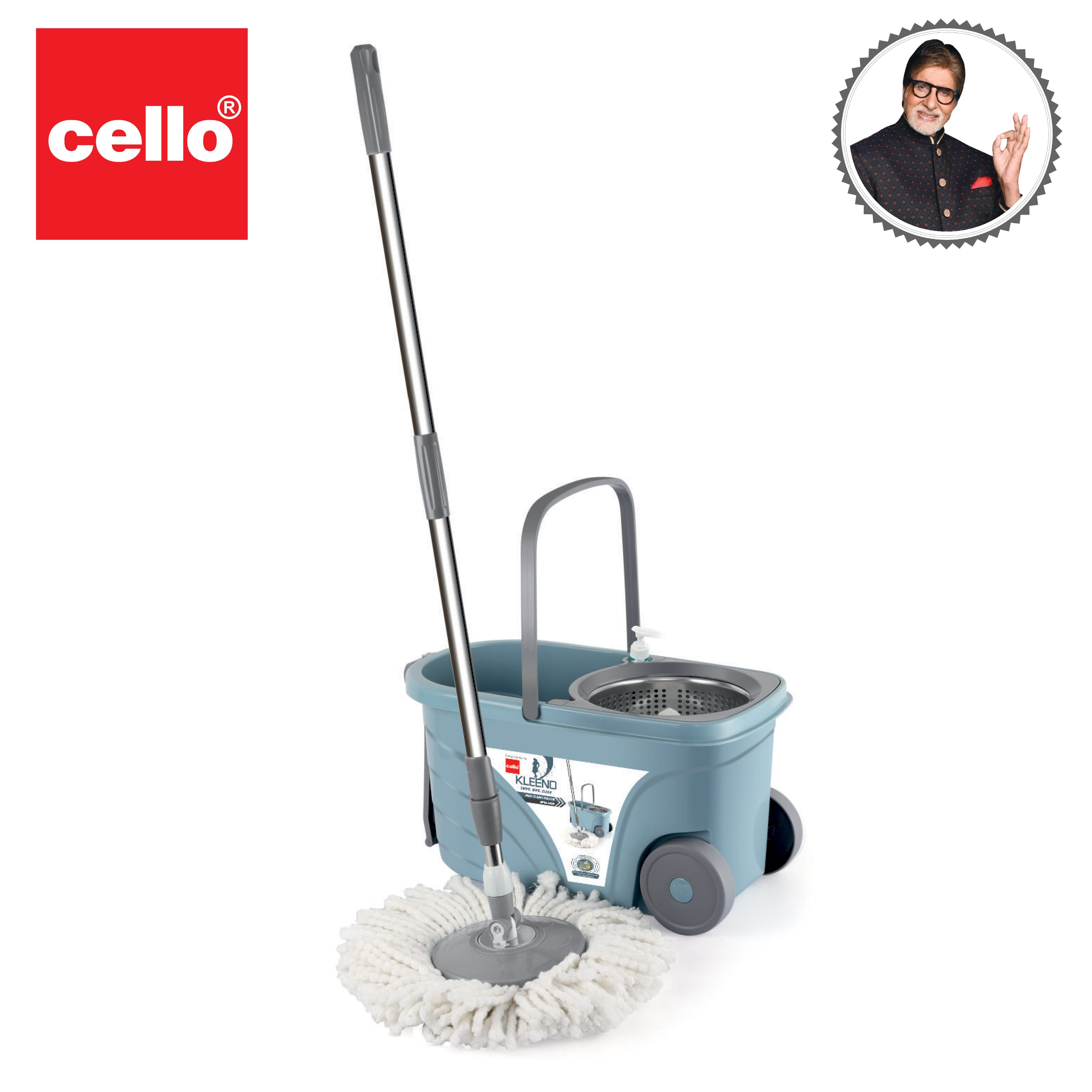 Cello Kleeno Max Clean Deluxe Spin Mop Bucket with Soap Dispenser - view 9