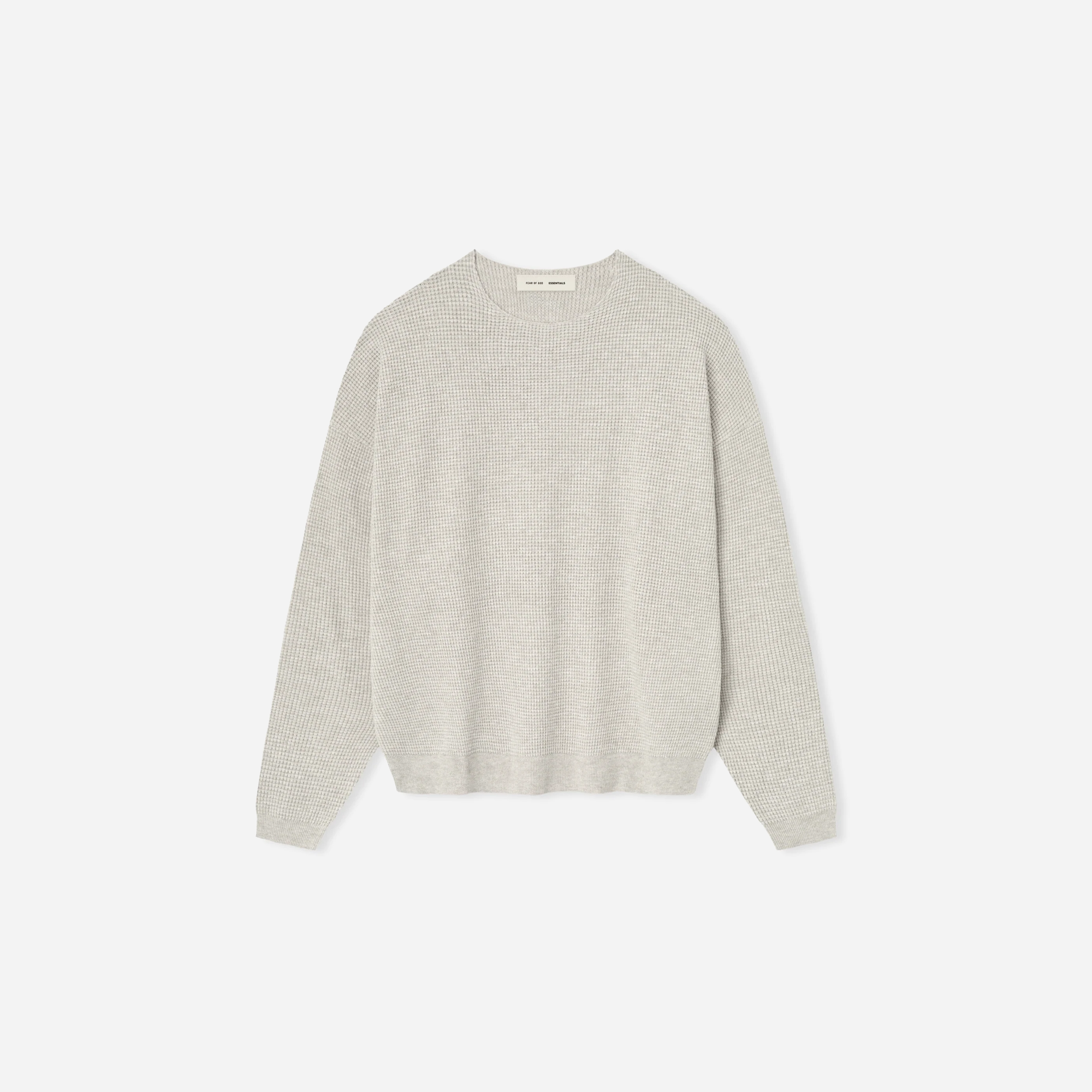 Fear Of God Essentials SS25 Waffle Crewneck Sweater- Heather Stone