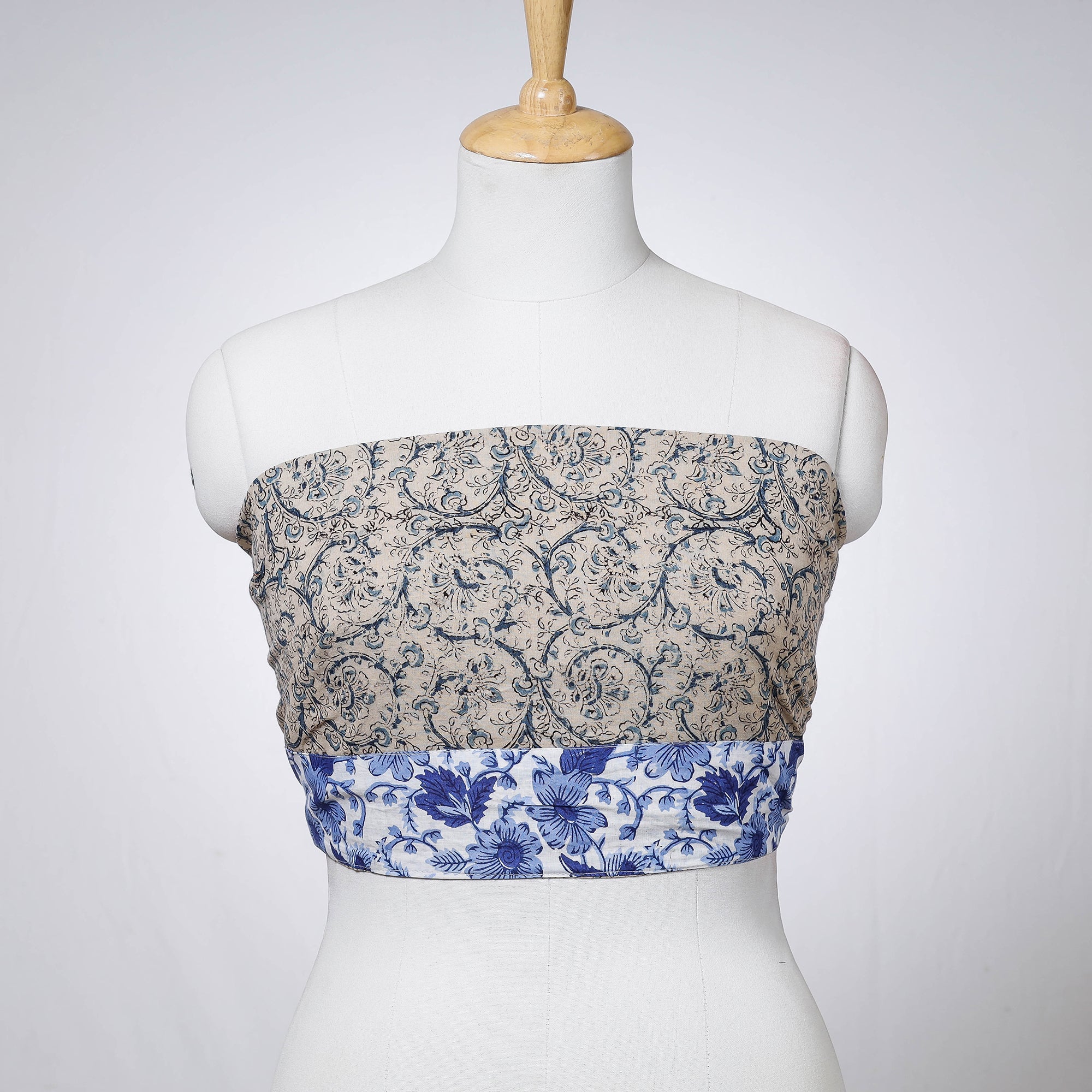 NOORI BAZAR Beige - Rangoli Kalamkari Block Printed Cotton Blouse Piece