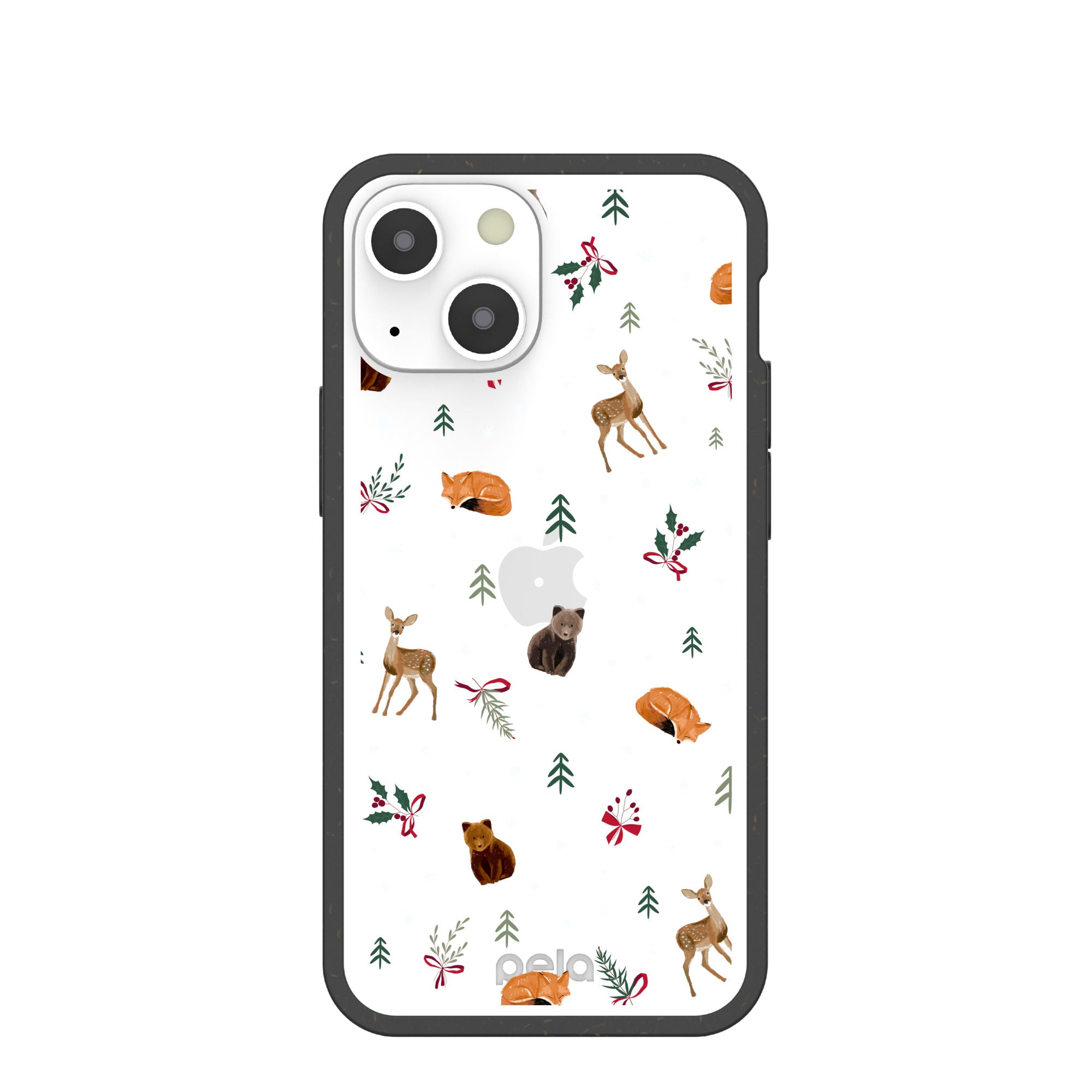BlackTree Clear Winter Woodland iPhone 13 Mini Case With Black Ridge