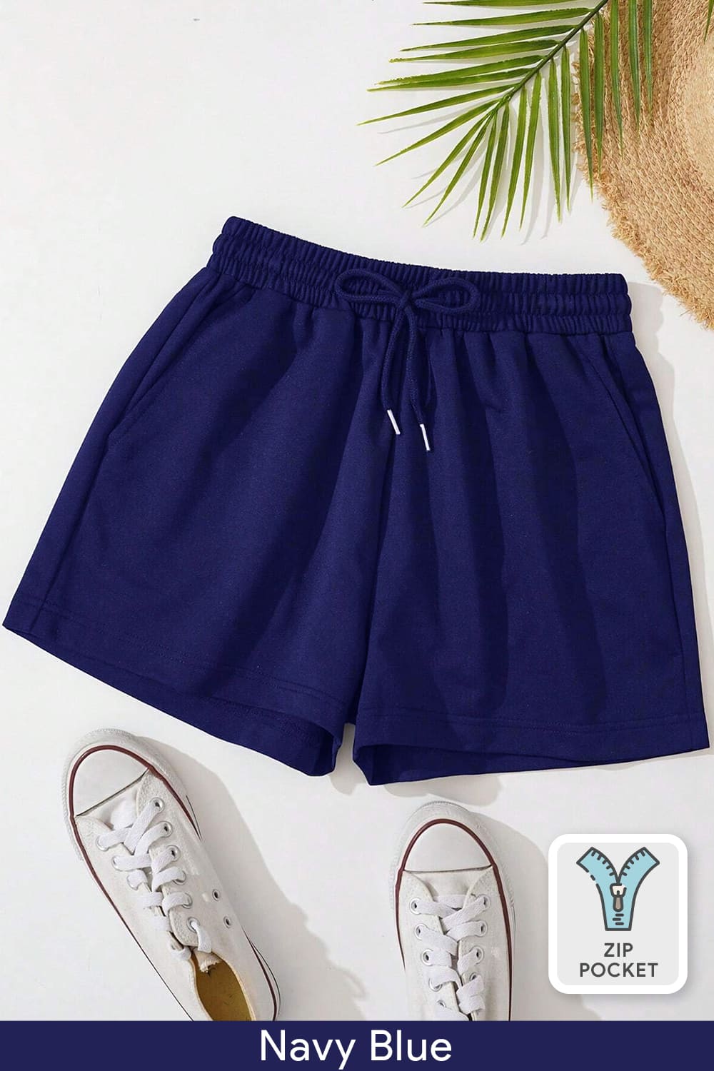 Nobero Zip-Pocket Shorts - Women – Navy Blue