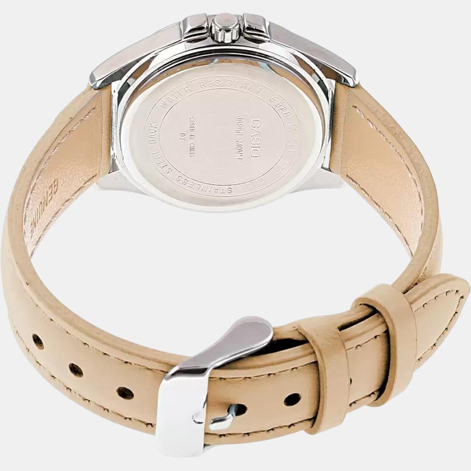 Casio Enticer Women Quartz Silver Dial Chronograph Leather Watch A1581 - view 5