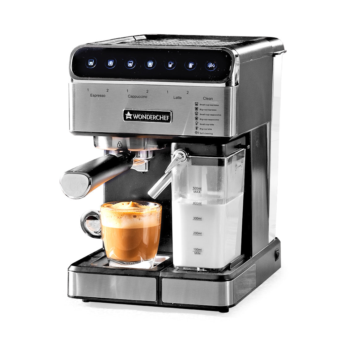 Wonderchef Regenta Automatic Coffee Maker, 20-bar with Auto-Frother, 2 Year Warranty