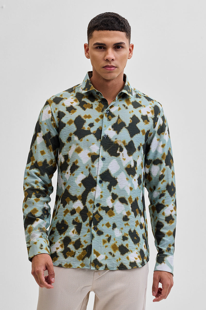 SNITCH Green Textured Abstract Shirt - view 7