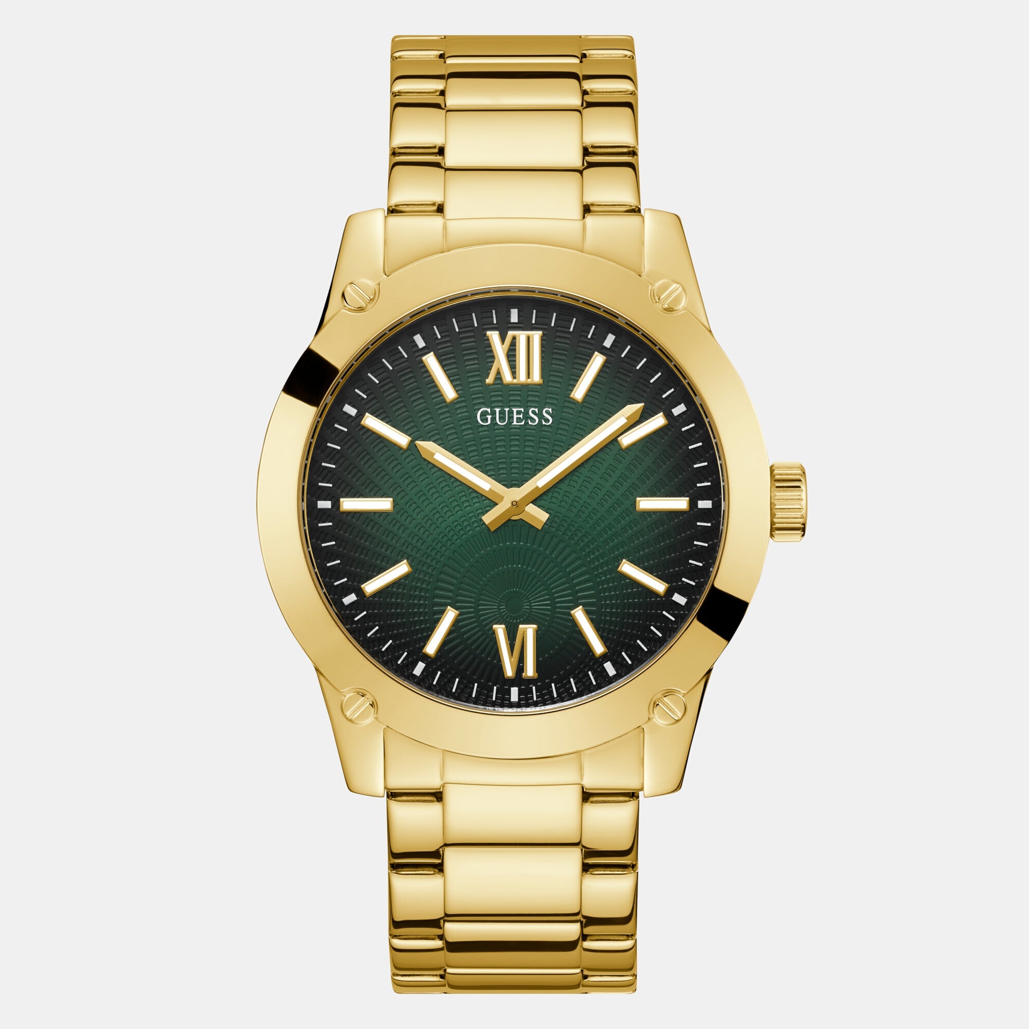 Guess Crescent Men Quartz Green Dial Analog Stainless Steel Watch GW0574G2