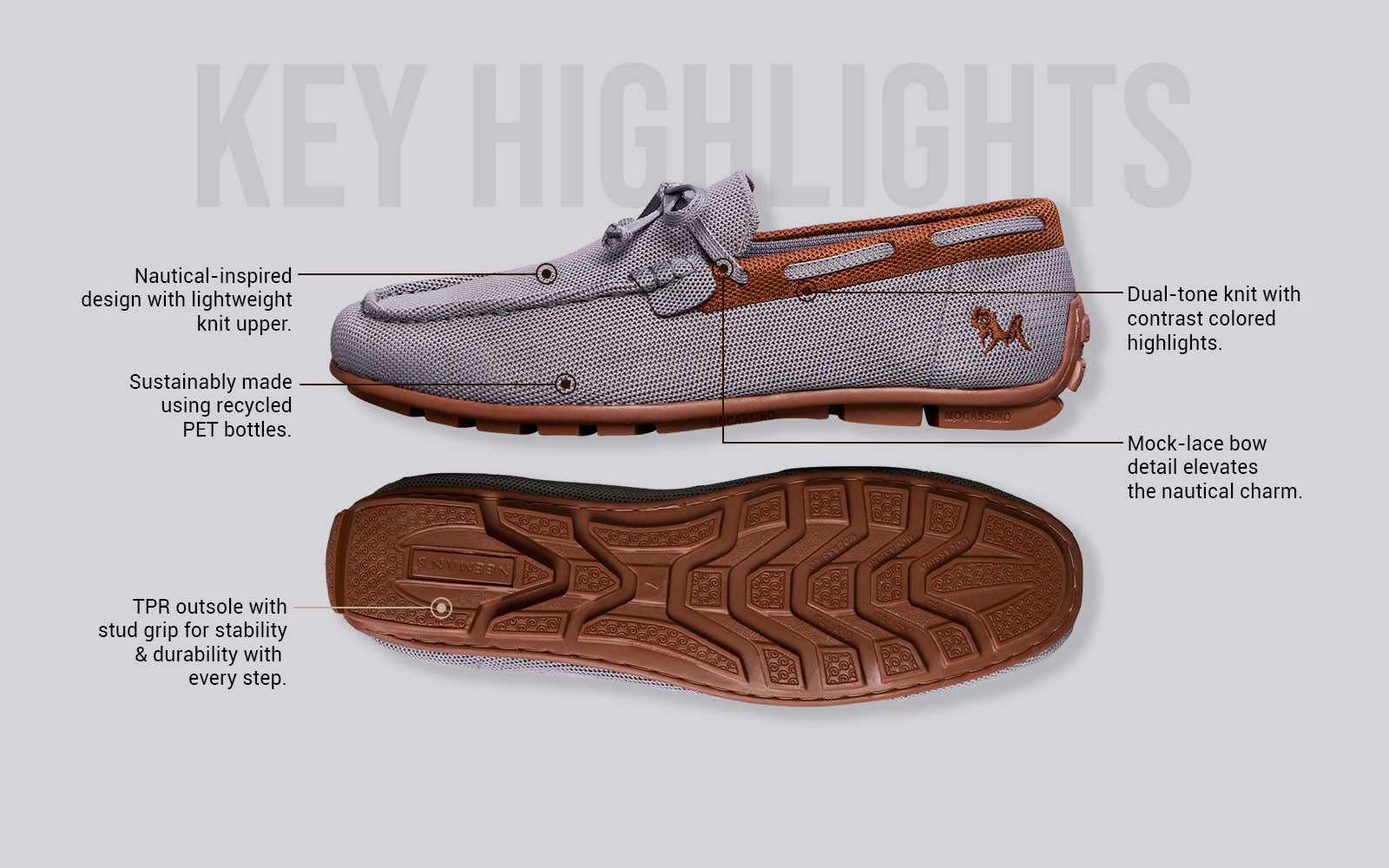 Neeman's ReLive Knit Boat Loafers : Grey - view 5