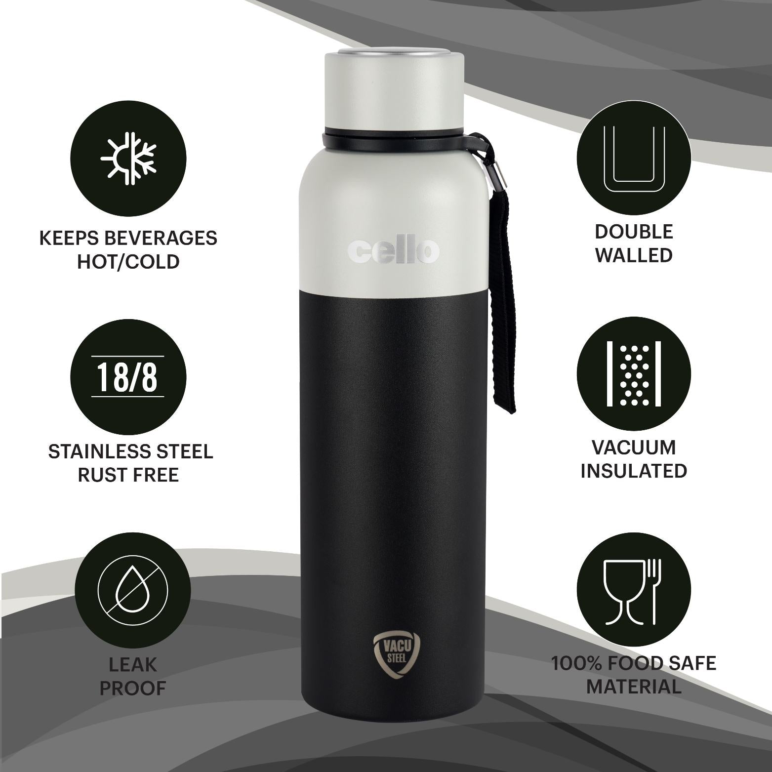 Cello Neo Kent Flask, Vacusteel Water Bottle, 750ml - view 15